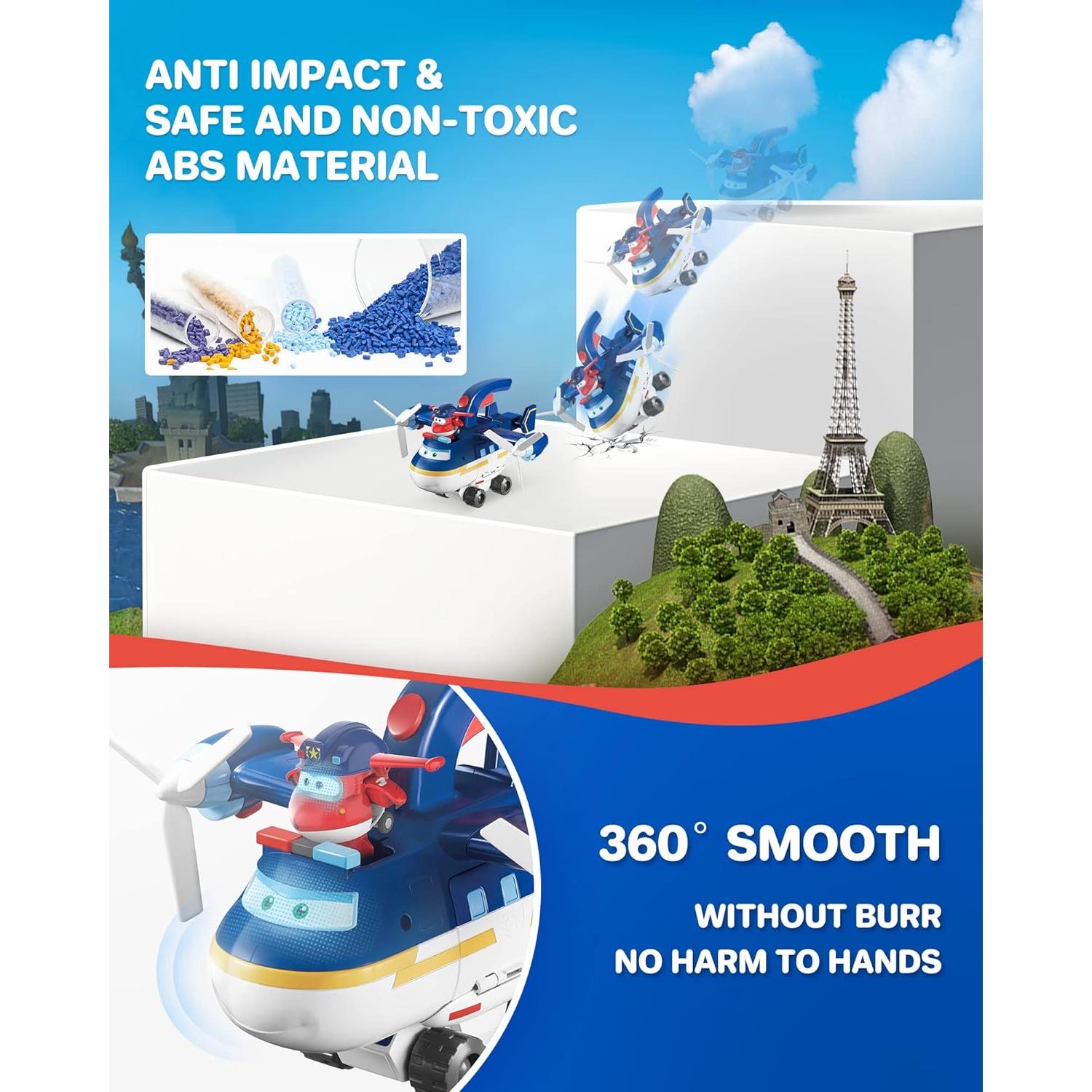 Juguete Transformador Super Wings Jett 2 en 1 - Avión y Coche Patrulla