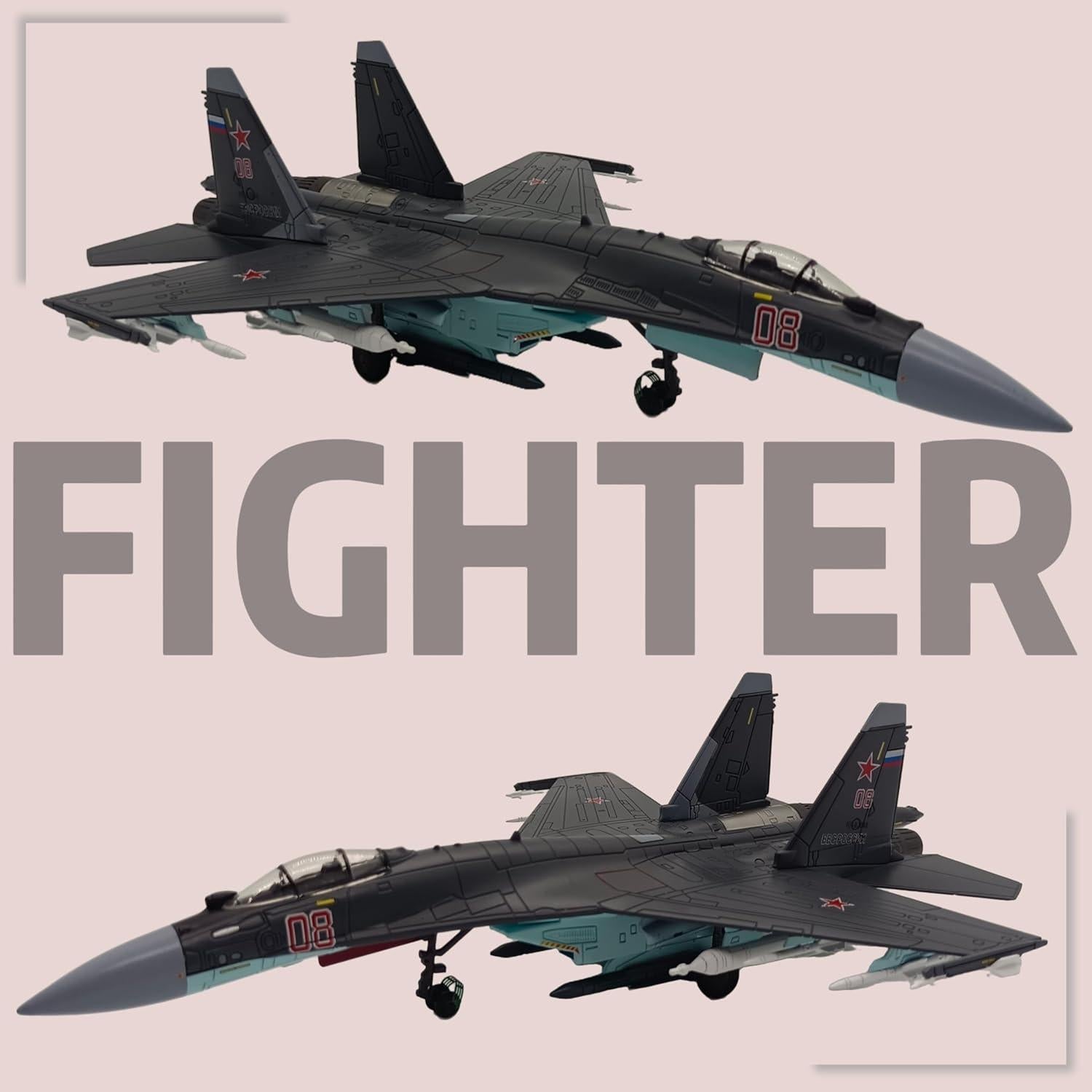 Modelo de avión de combate SU-35 Super Flanker 1:100 metal