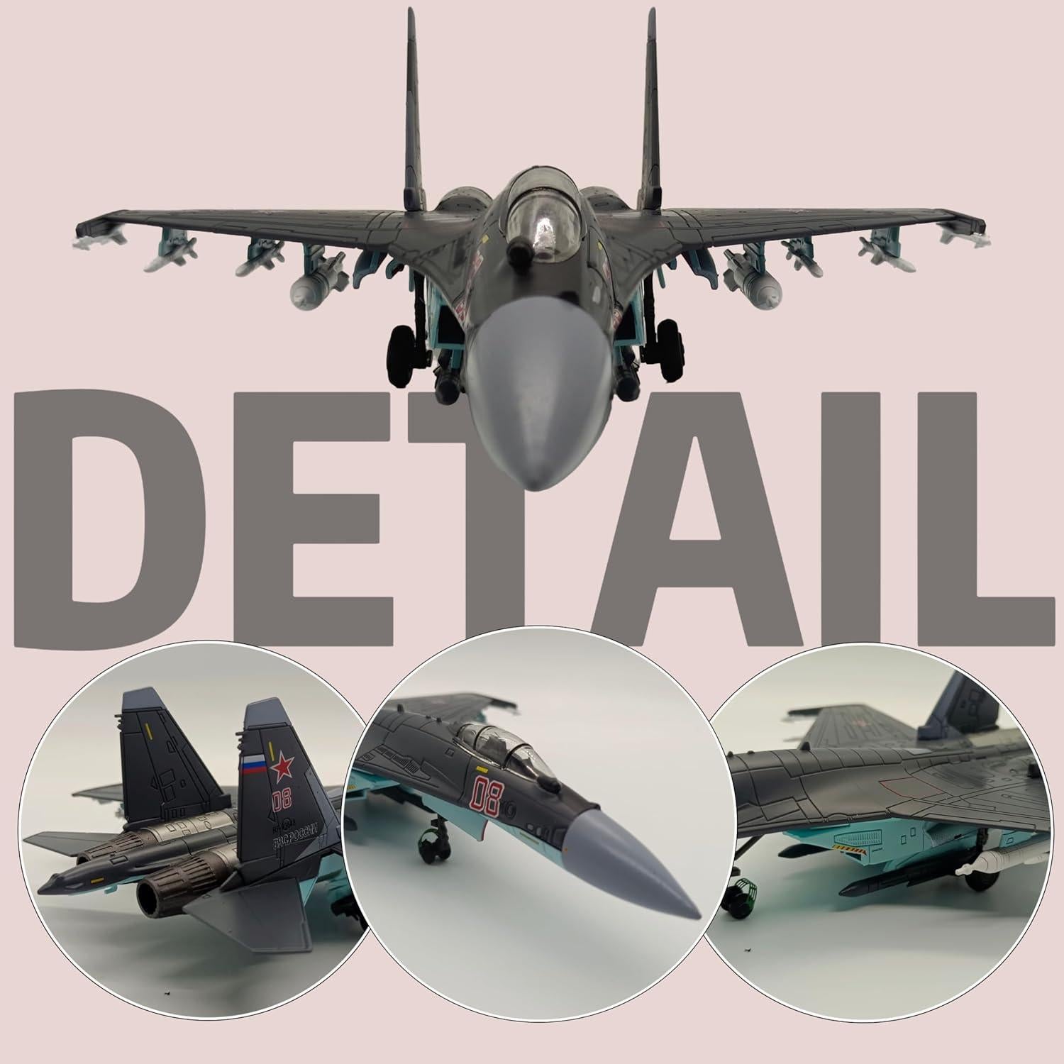 Modelo de avión de combate SU-35 Super Flanker 1:100 metal