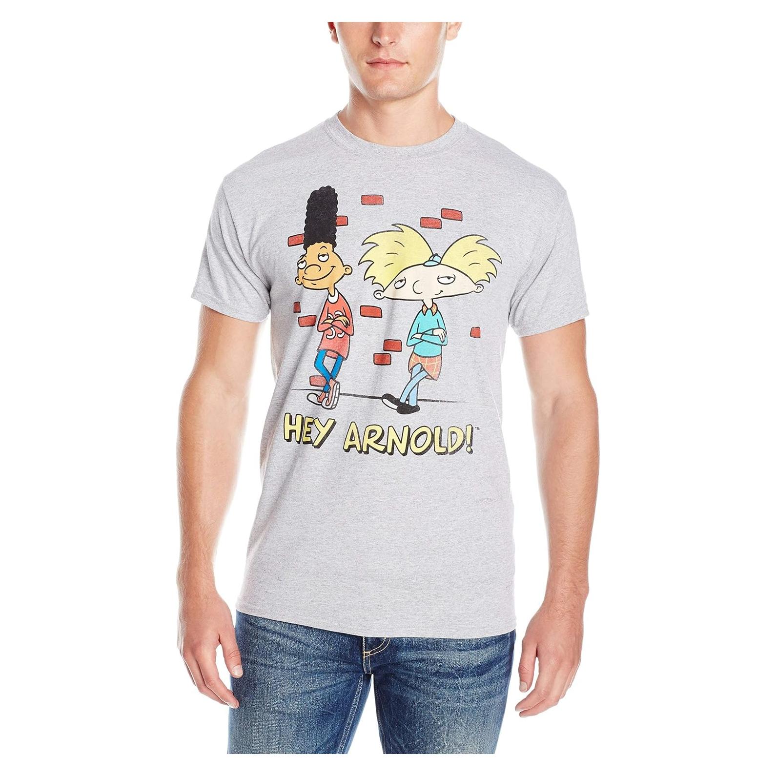 Camiseta de Hombre Hey Arnold Nickelodeon Gris Jaspeado XL