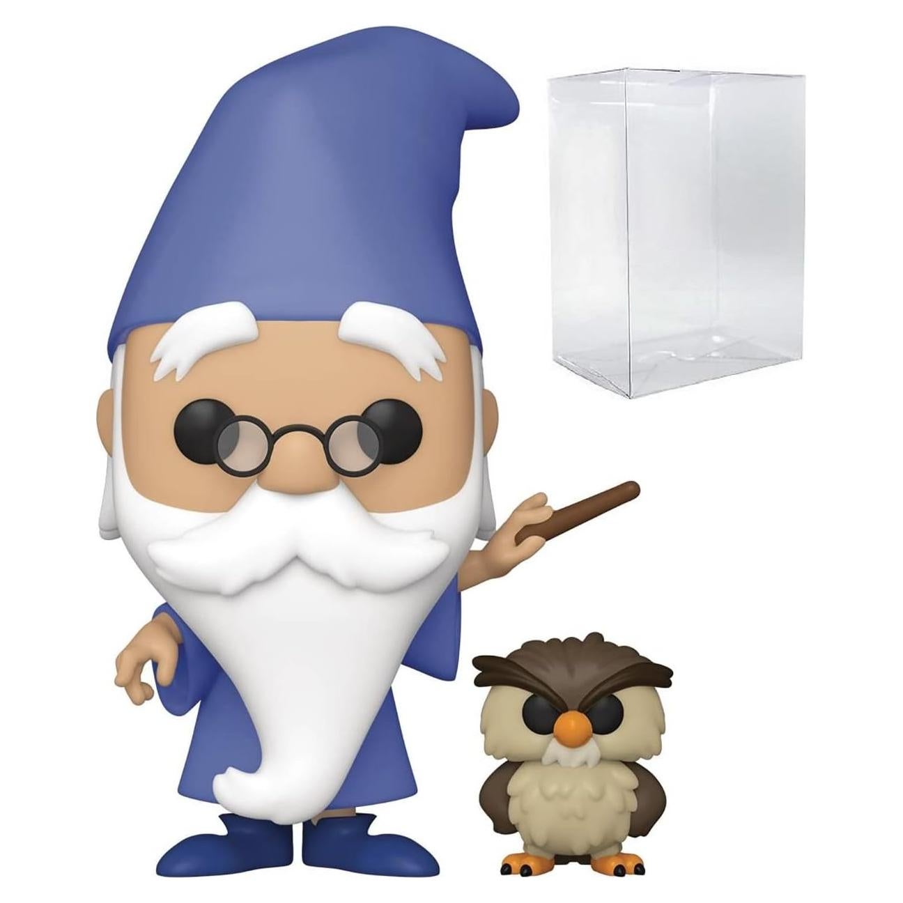 Figura de Vinilo Pop! Disney Merlin con Archimedes 9.5 cm