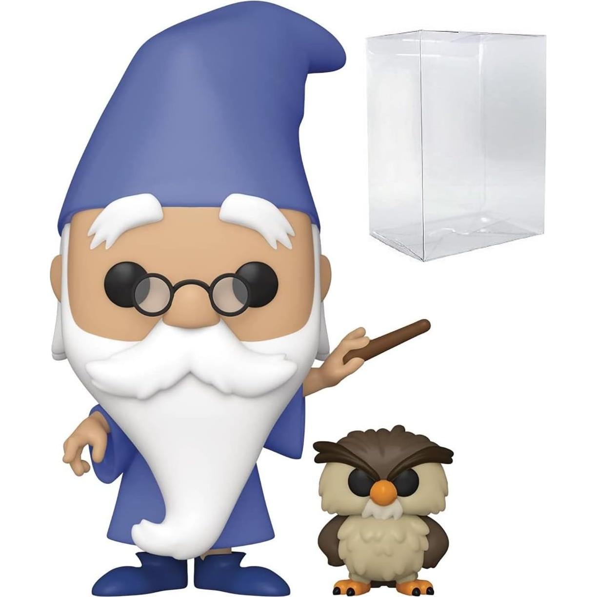 Figura de Vinilo Pop! Disney Merlin con Archimedes 9.5 cm