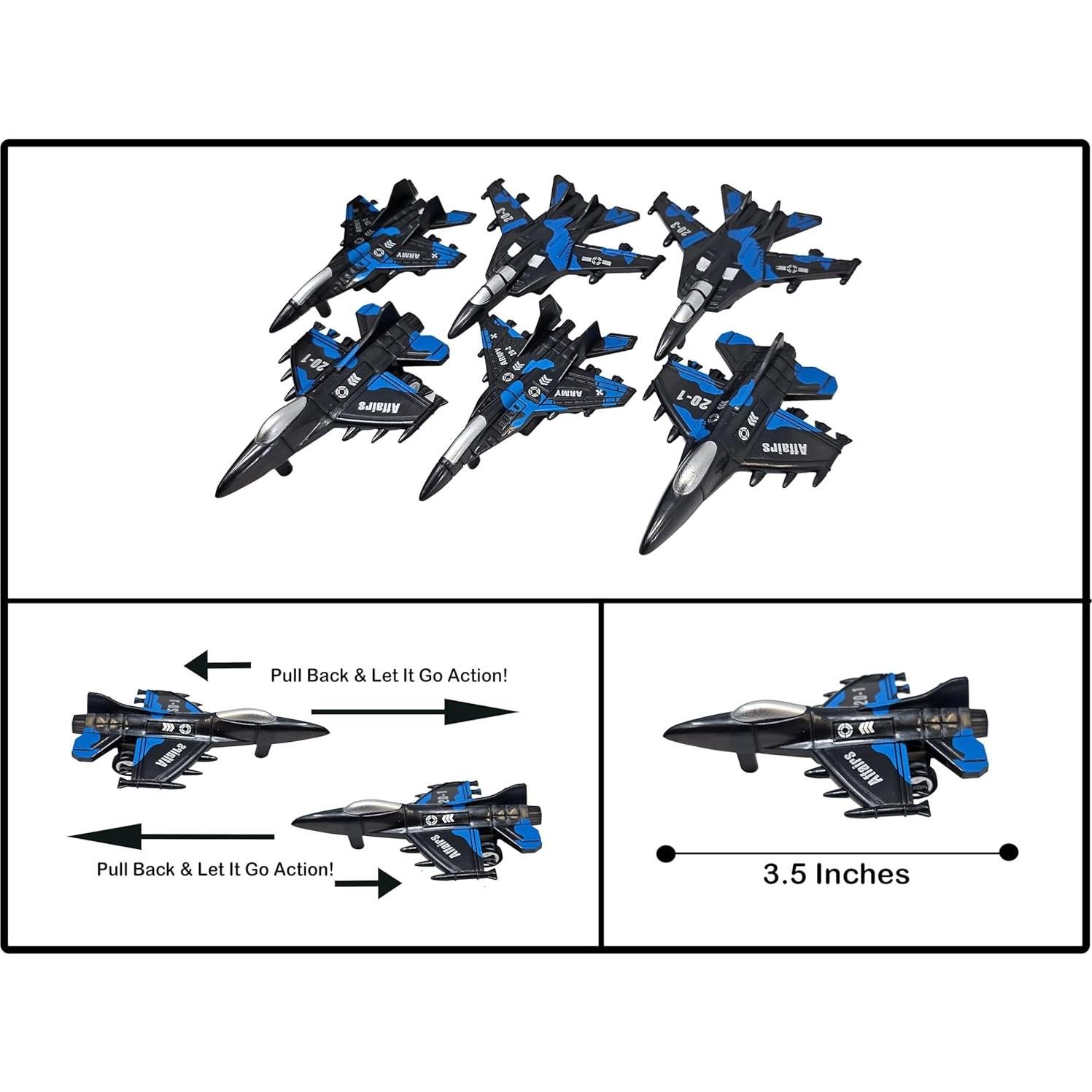 Juego de 12 Aviones de Combate Militares Toy Essentials 8.89 cm