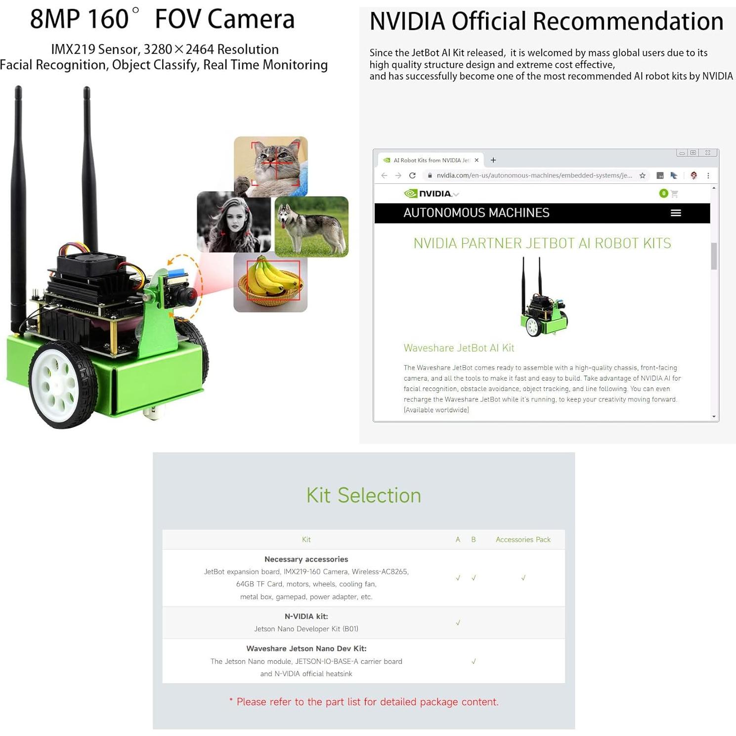 Kit AI JetBot Waveshare para Jetson Nano - Accesorios y Cargador
