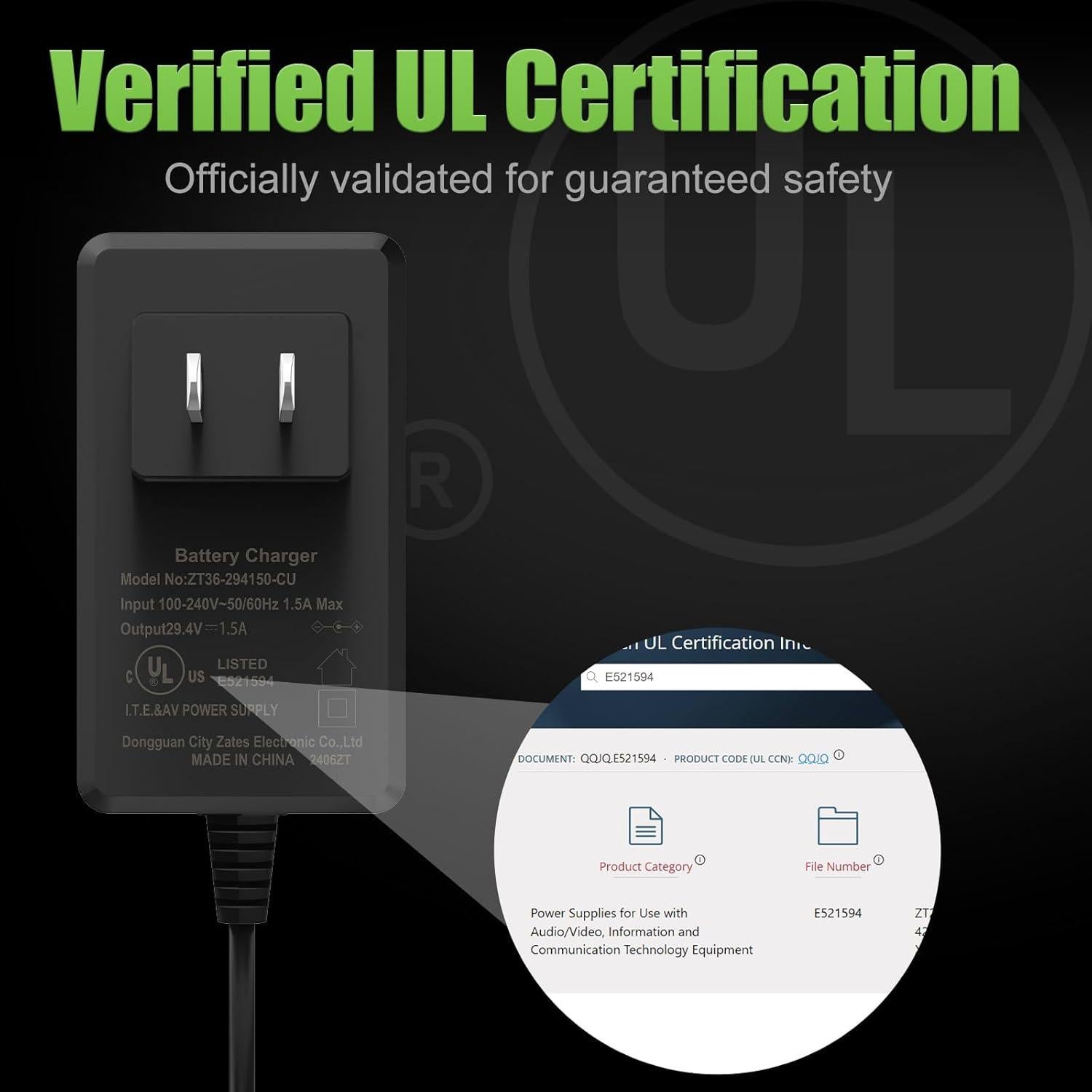 Cargador Compacto 29.4V para Scooter Eléctrico y Hoverboard