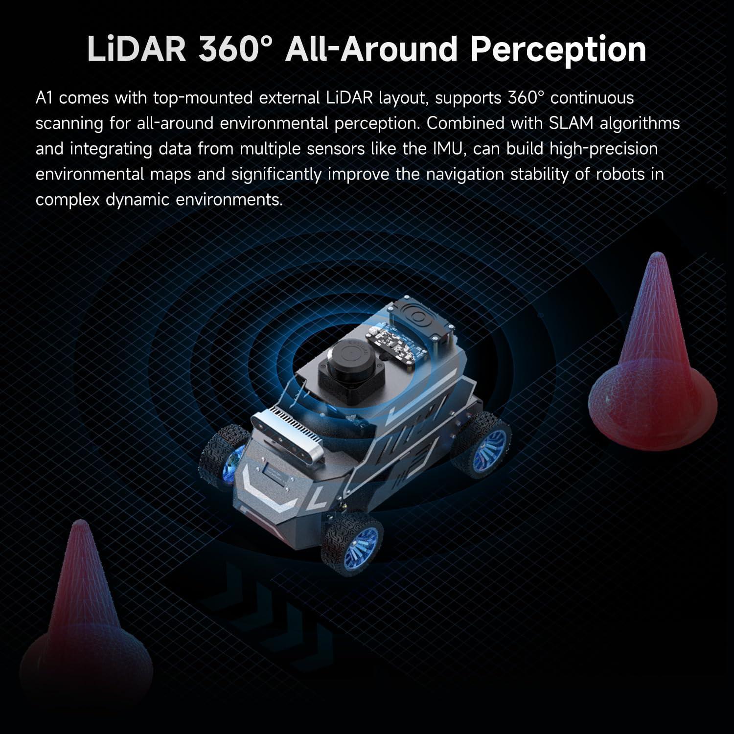 Robot AI Yahboom Rosmaster A1 8GB con Lidar y SLAM