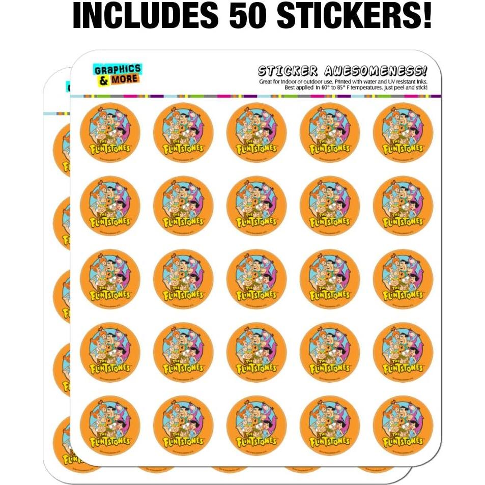 Stickers de Scrapbooking Los Picapiedra 50 Unidades 2.54 cm