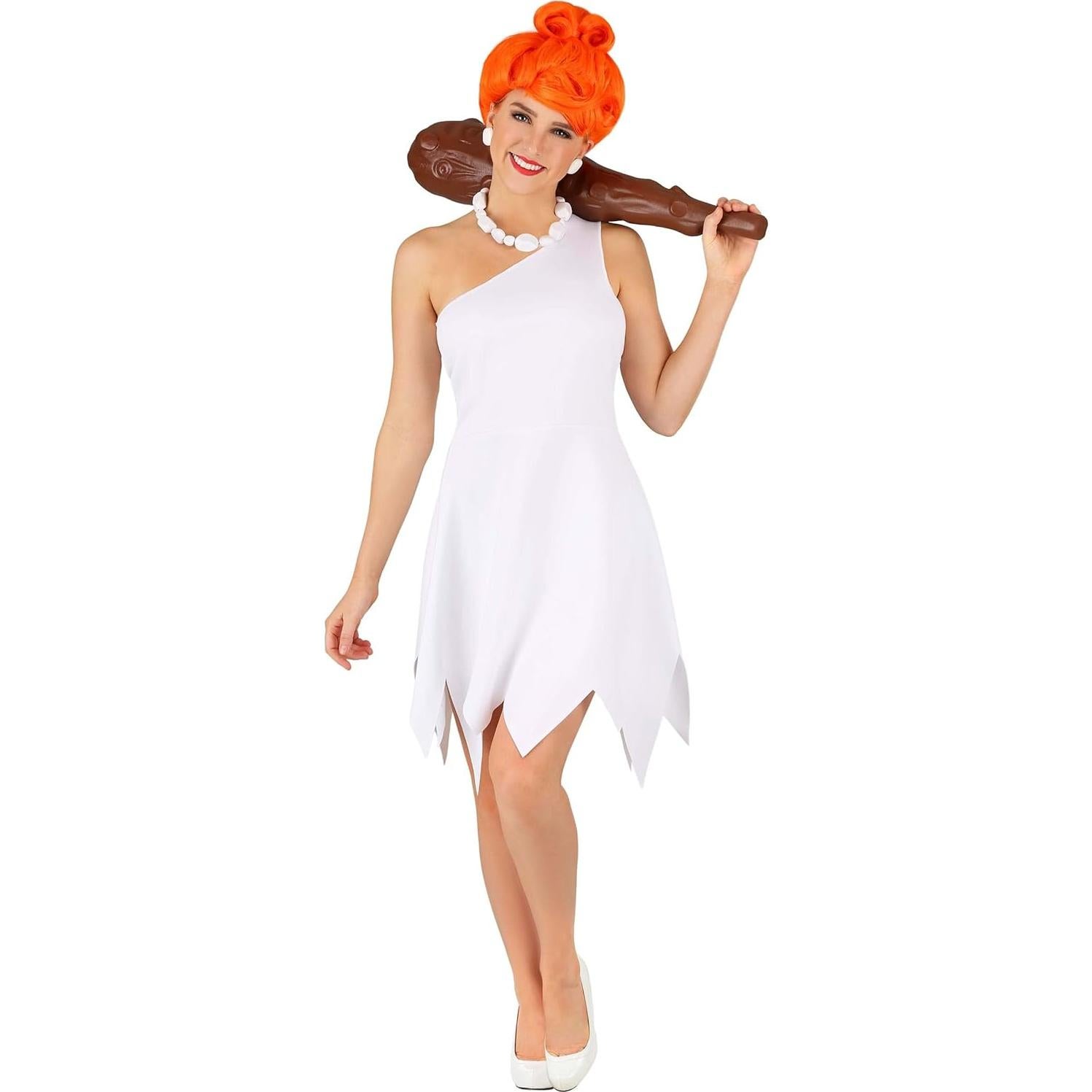 Disfraz de Wilma Flintstone para Mujeres - Incluye Collar y Opciones de Peluca