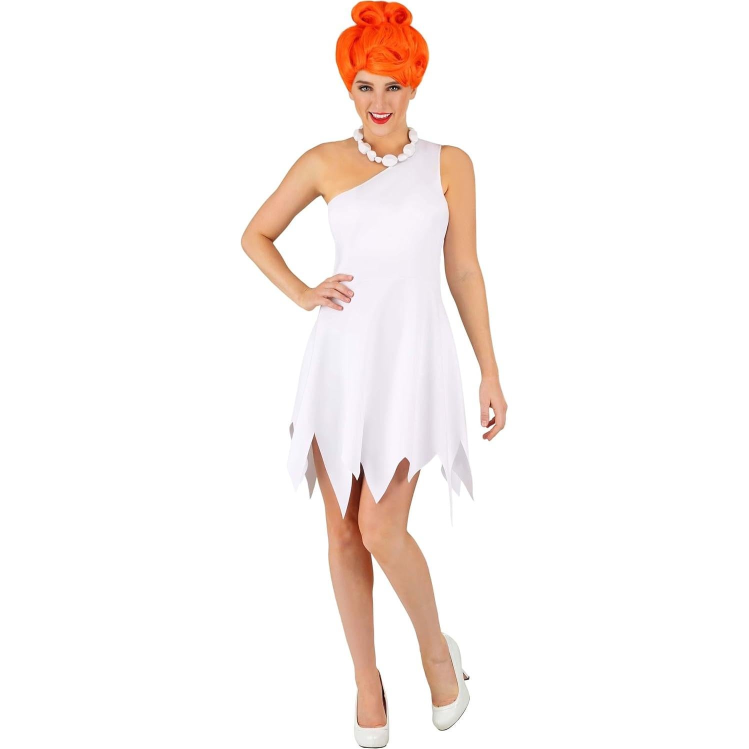 Disfraz de Wilma Flintstone para Mujeres - Incluye Collar y Opciones de Peluca