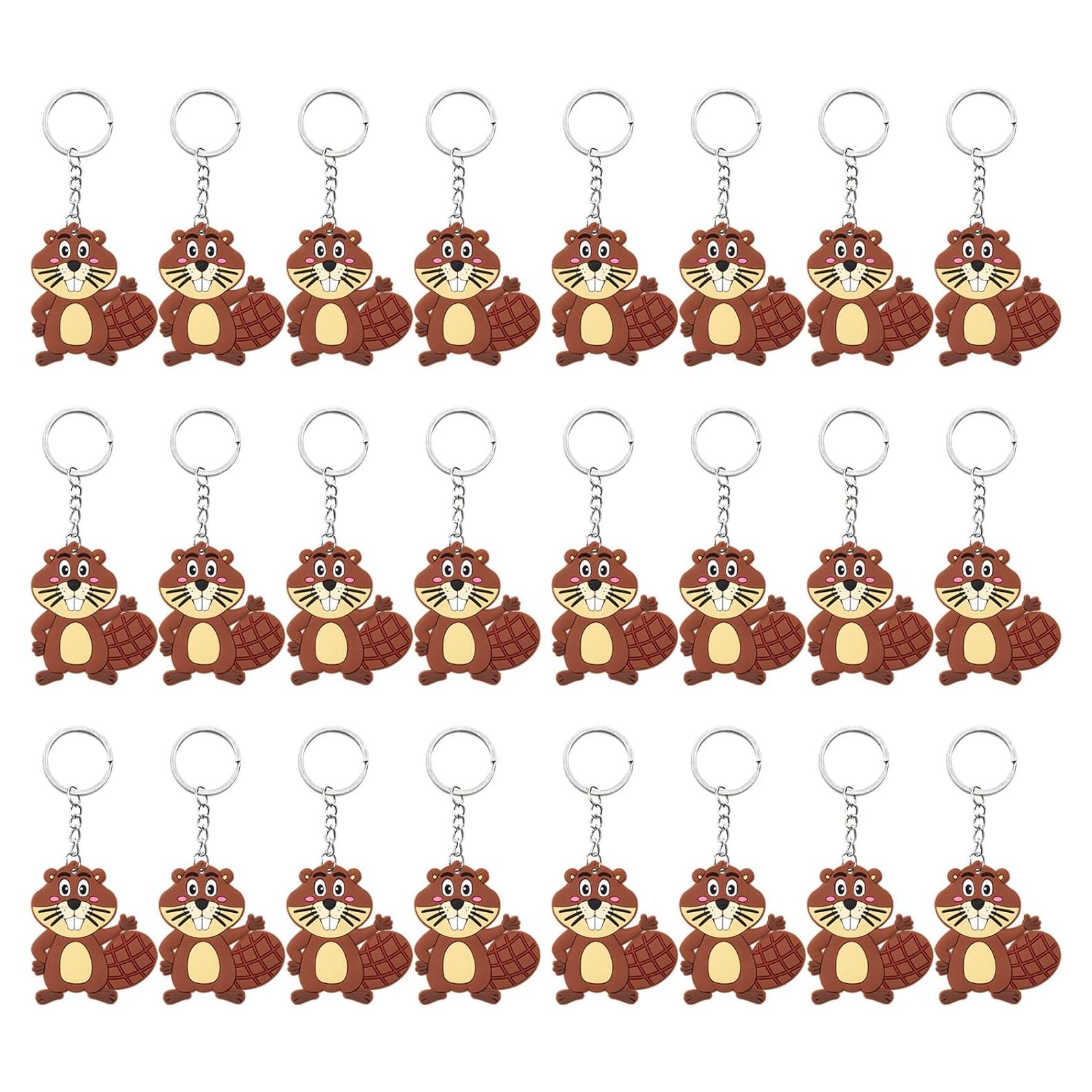 Paquete de 24 llaveros de castor Elecrainbow para fiestas