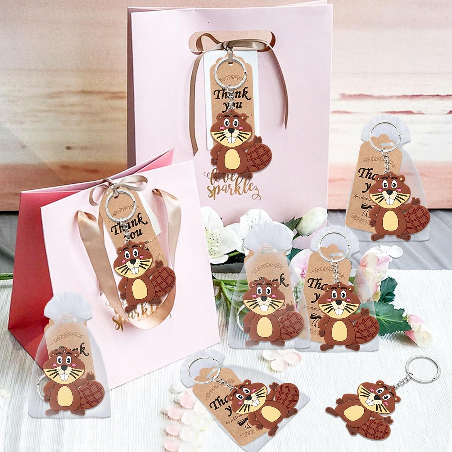 Paquete de 24 llaveros de castor Elecrainbow para fiestas