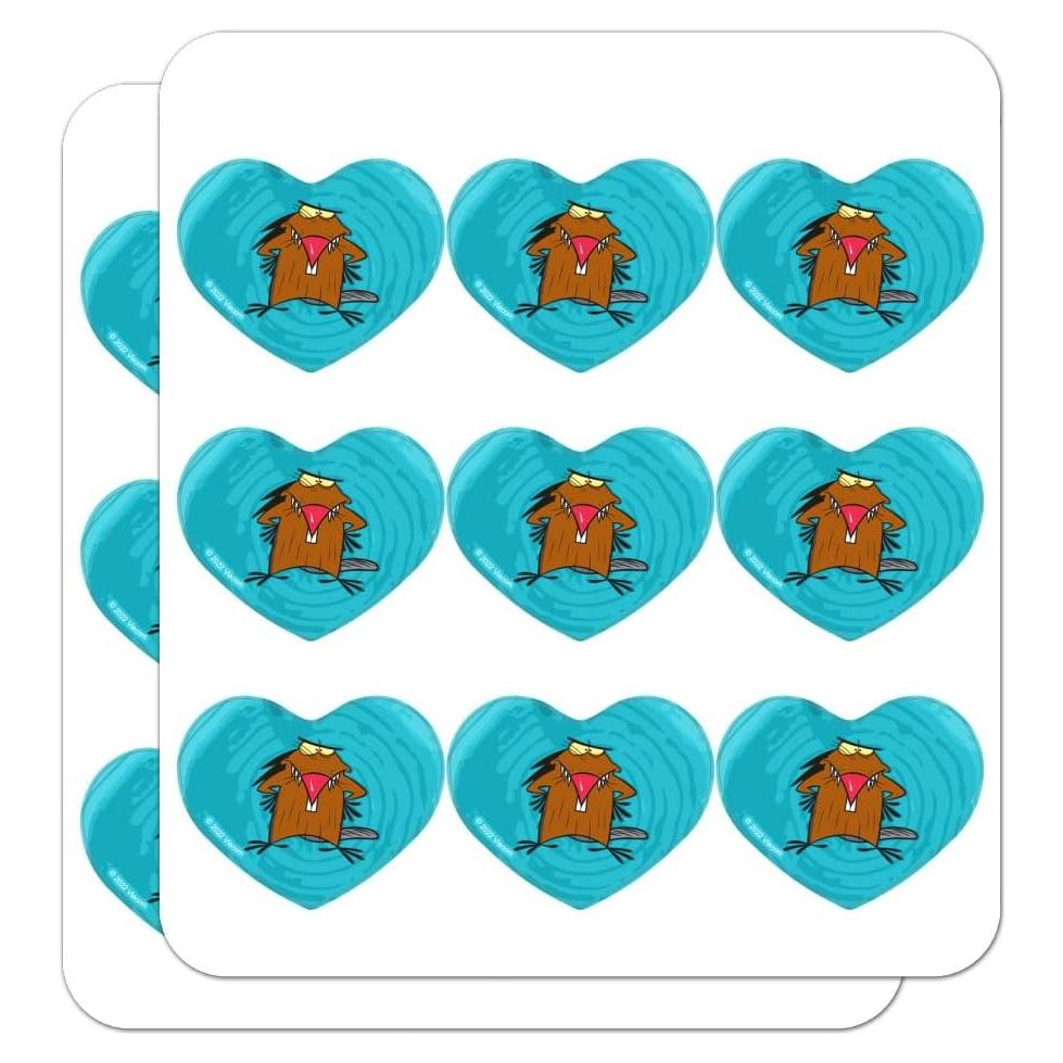 Stickers de Corazón Angry Beavers - 18 Piezas de Vinilo