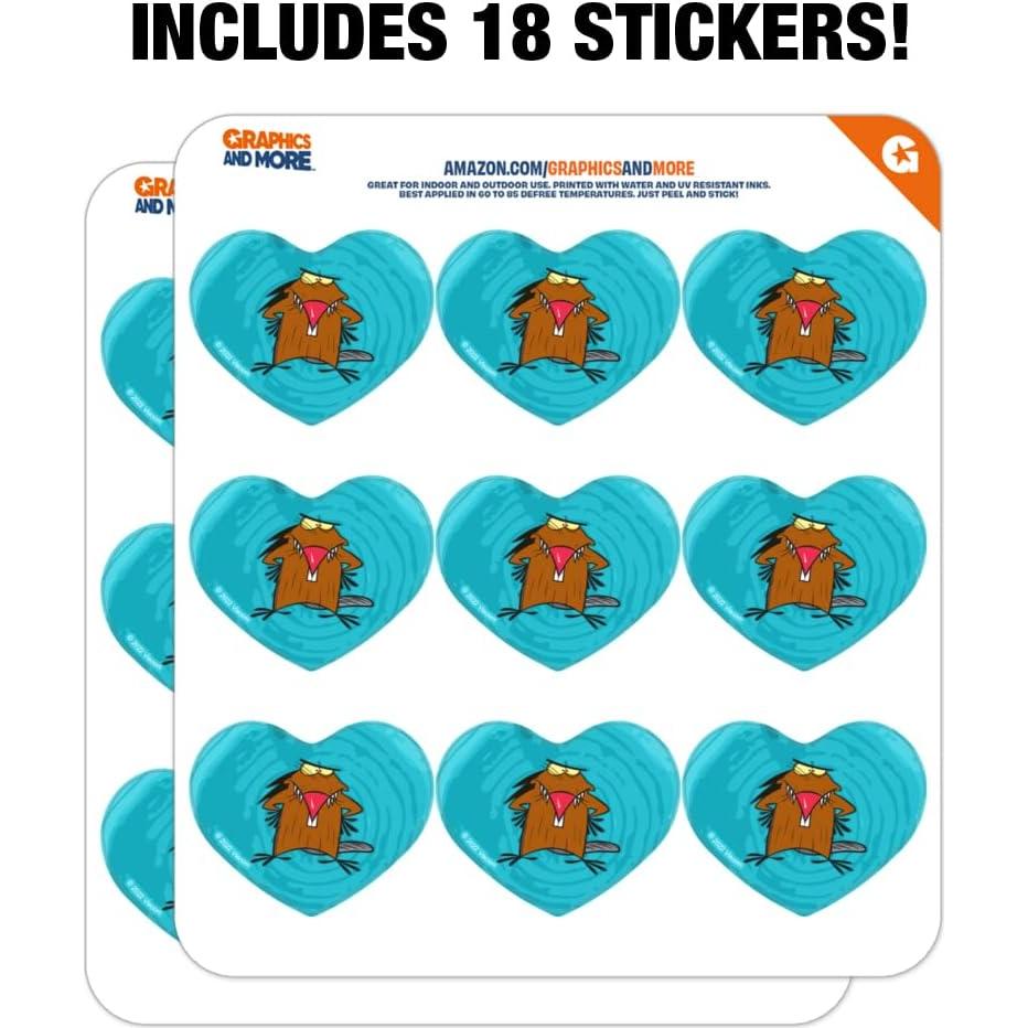 Stickers de Corazón Angry Beavers - 18 Piezas de Vinilo