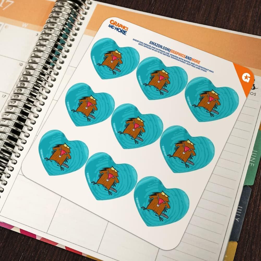 Stickers de Corazón Angry Beavers - 18 Piezas de Vinilo