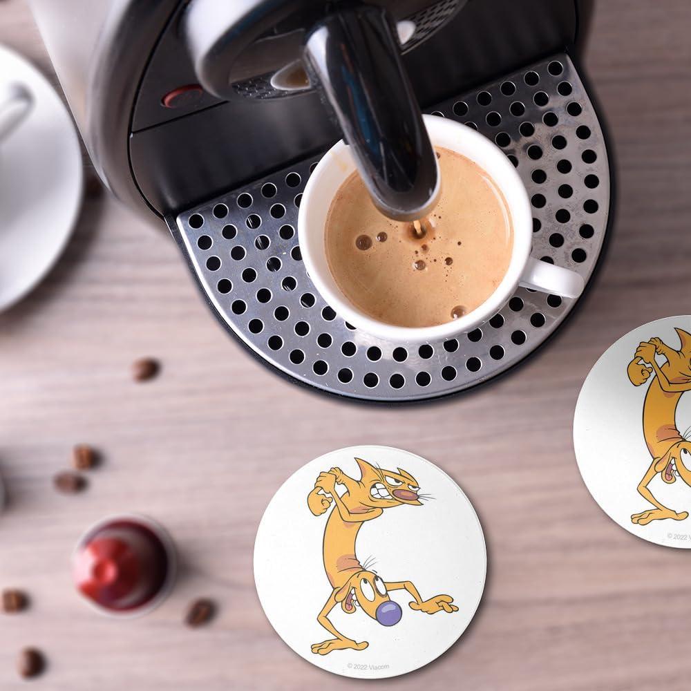 Set de 2 Posavasos Redondos Cerámica CatDog 9.9 cm