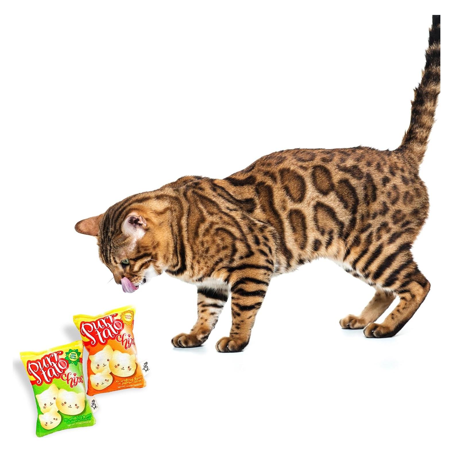 Juguetes para Gatos Purrtato Chips Crochet Kitty - Paquete Doble
