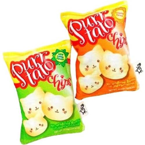 Juguetes para Gatos Purrtato Chips Crochet Kitty - Paquete Doble