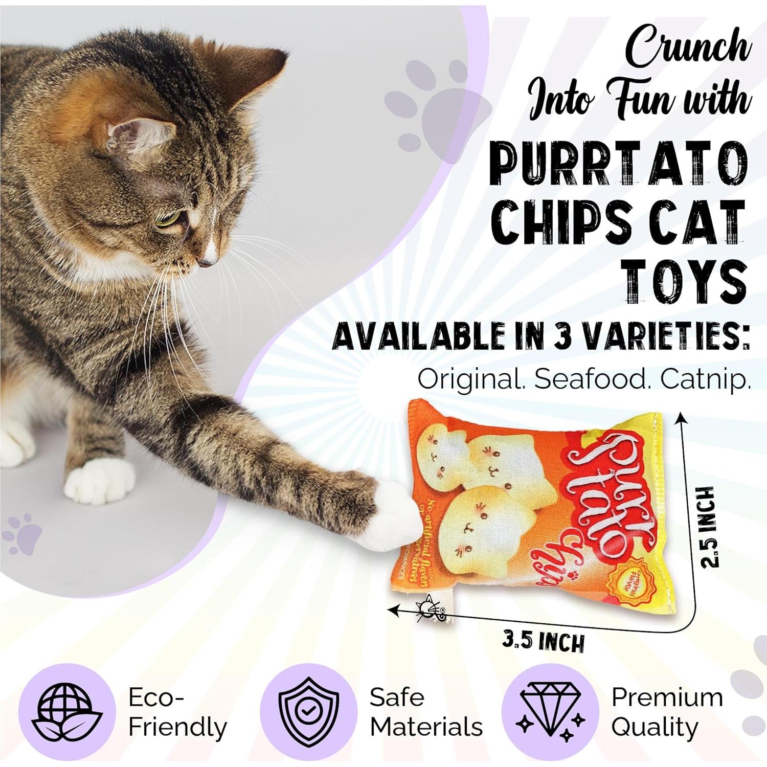 Juguetes para Gatos Purrtato Chips Crochet Kitty - Paquete Doble