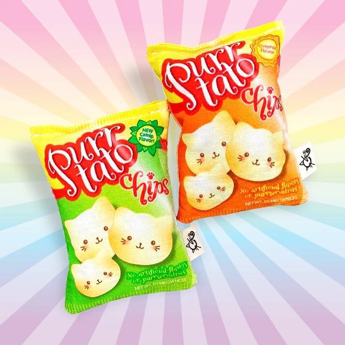 Juguetes para Gatos Purrtato Chips Crochet Kitty - Paquete Doble