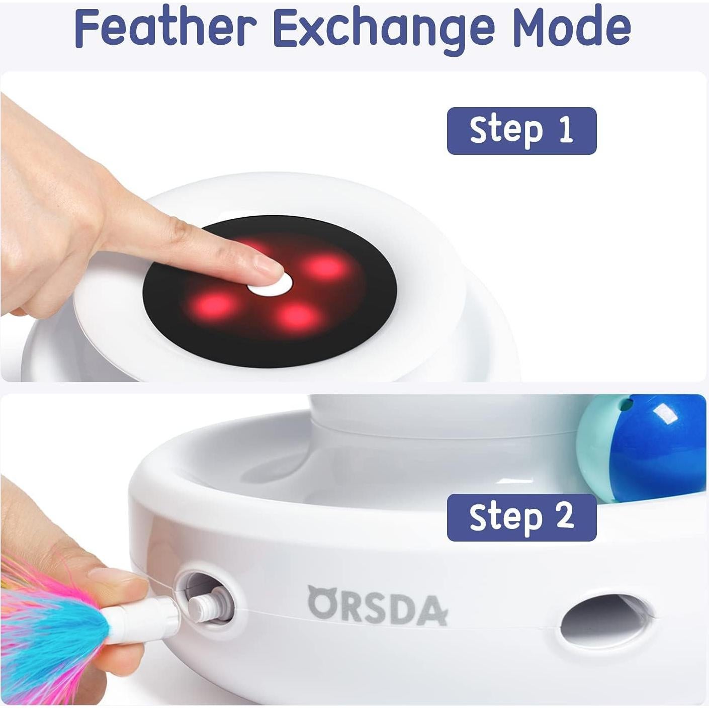 Juguete Interactivo para Gatos ORSDA 2-en-1 con Plumas