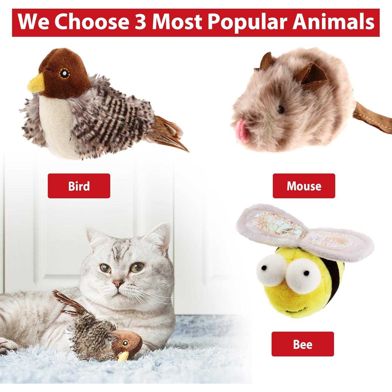 Juguetes Interactivos para Gatos GiGwi - Sonido de Pájaro, Ratón y Abeja