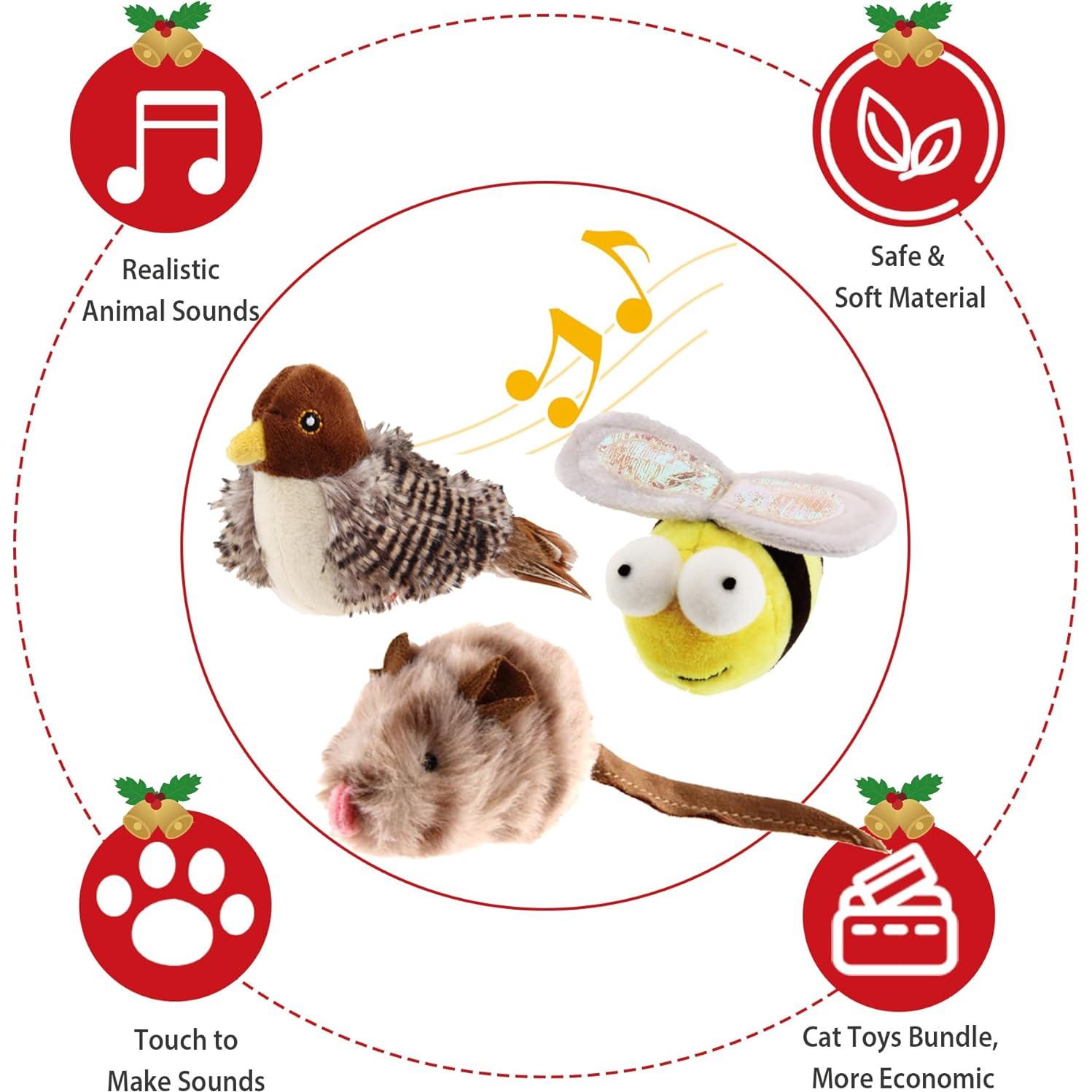 Juguetes Interactivos para Gatos GiGwi - Sonido de Pájaro, Ratón y Abeja