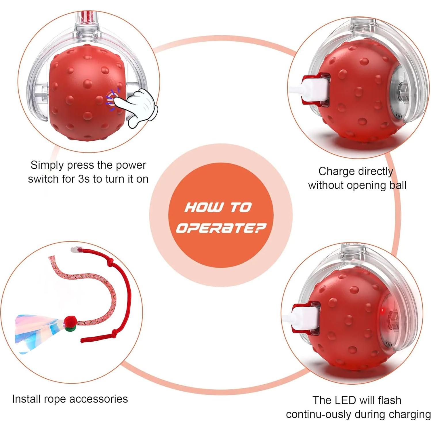 Juguete Interactivo para Gatos Hahbabya Bola Rojo 5.84 cm