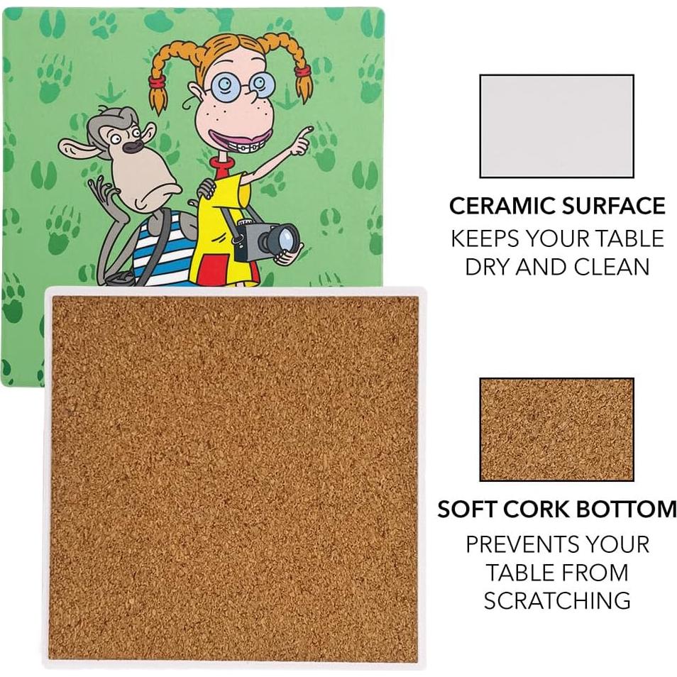 Set de 2 Posavasos Cerámicos Cuadrados Wild Thornberrys 9.9 cm