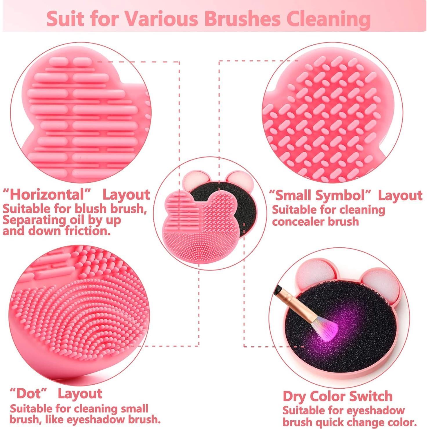 Almohadilla de Limpieza de Brochas TailaiMei 2 en 1 Rosa y Púrpura