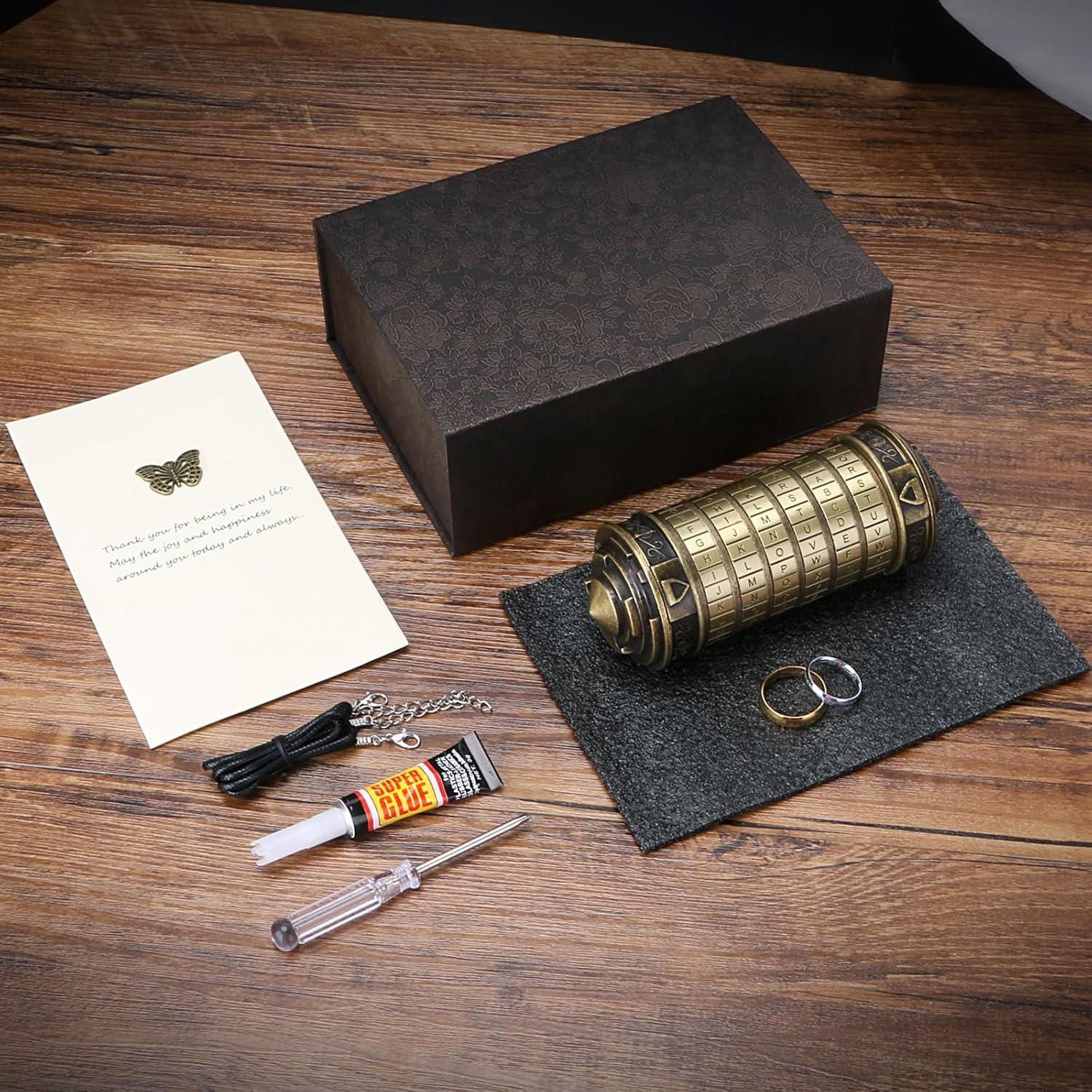 Caja de rompecabezas Cryptex Da Vinci 15 cm Latón