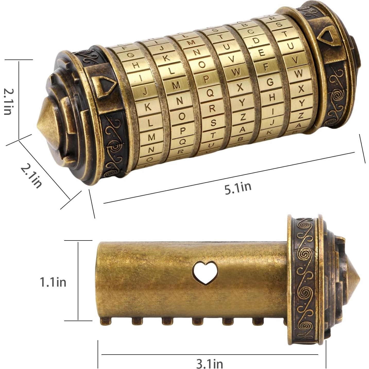 Caja de rompecabezas Cryptex Da Vinci 15 cm Latón