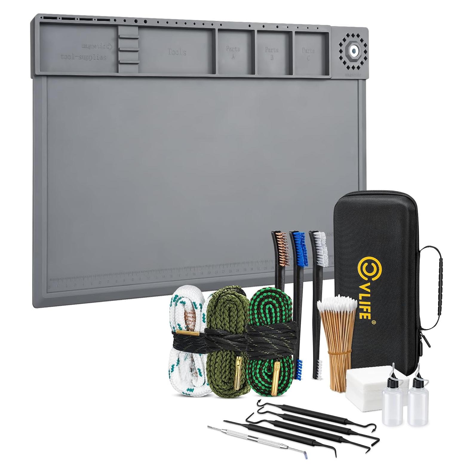 Kit de limpieza de armas CVLIFE con alfombrilla y cepillos