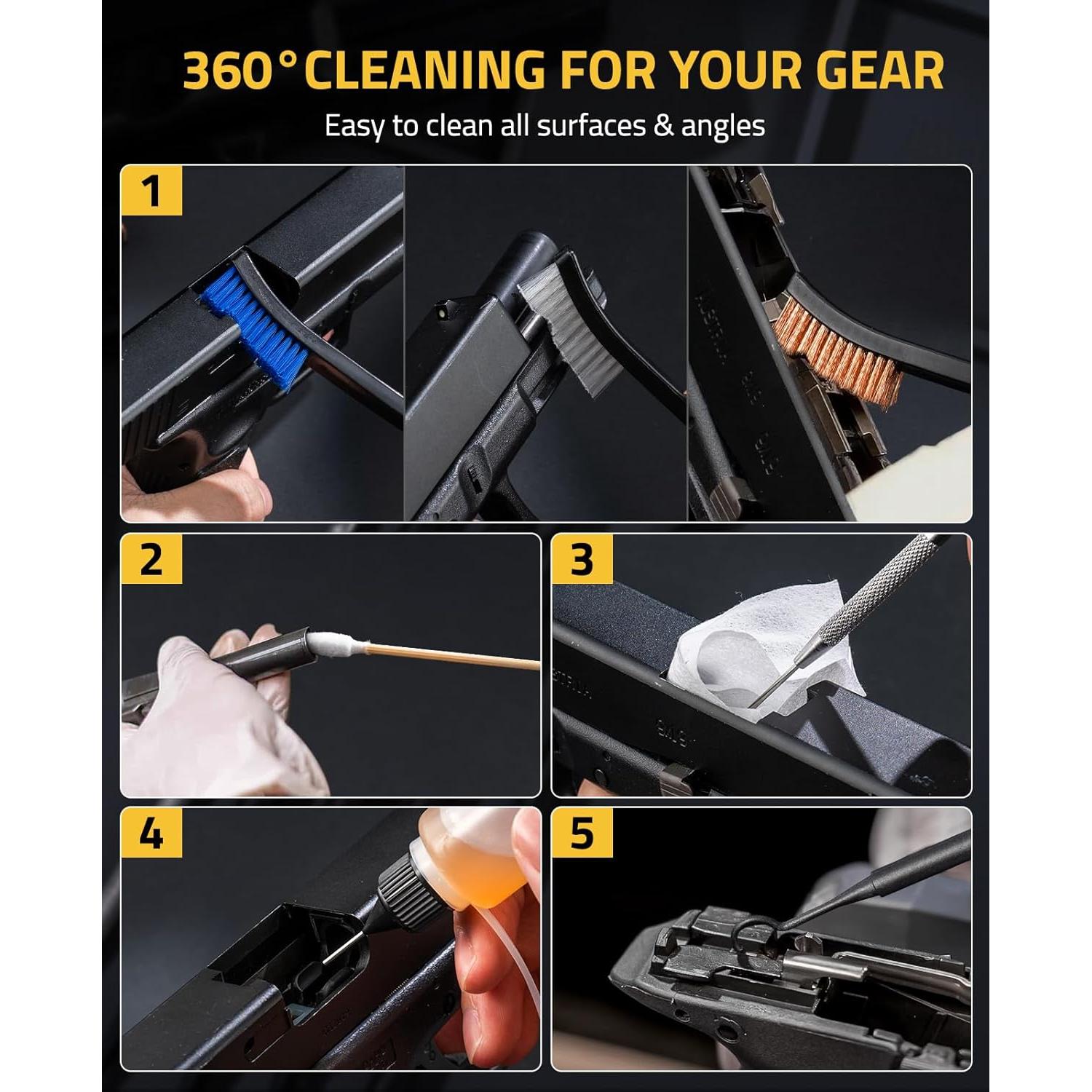 Kit de limpieza de armas CVLIFE con alfombrilla y cepillos