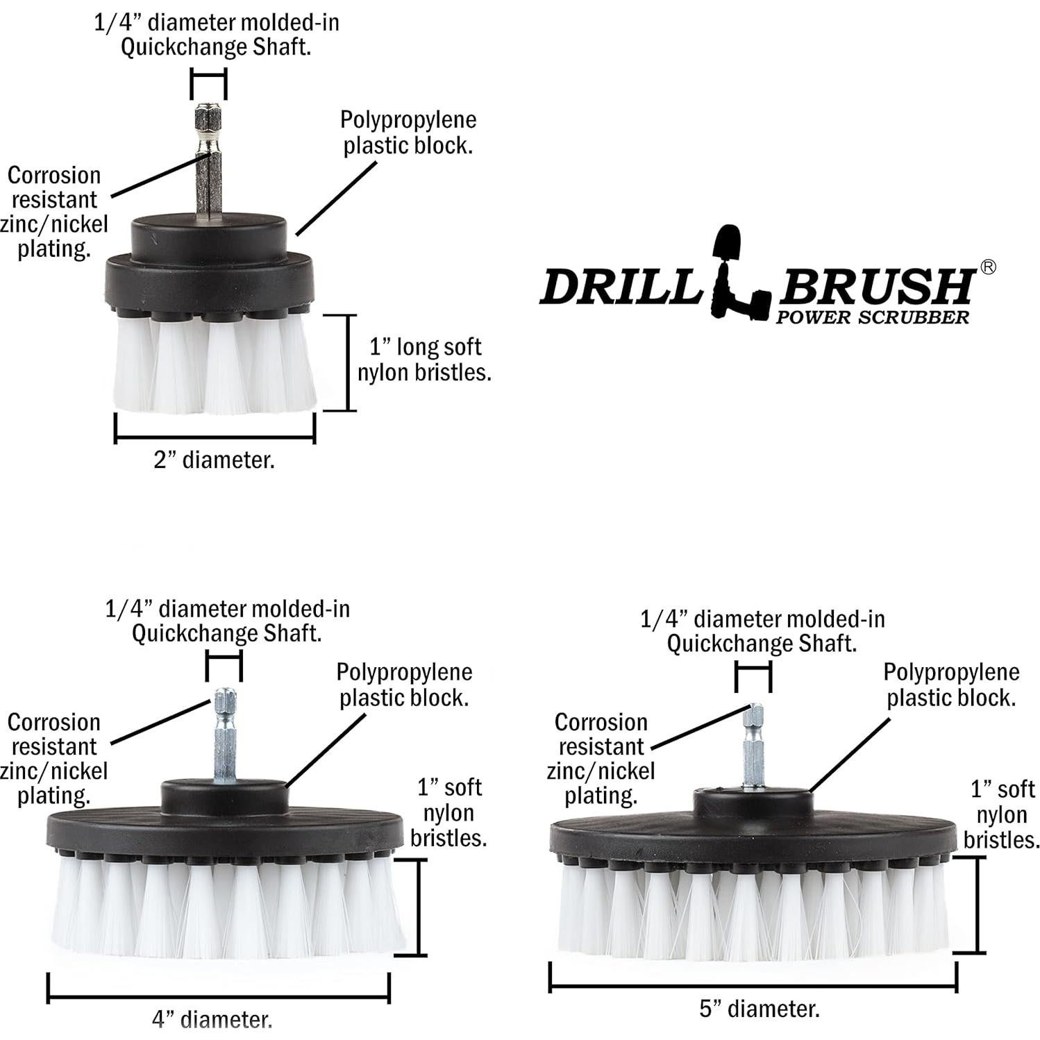 Kit de Cepillos de Taladro Drillbrush para Limpieza de Alfombras y Tapicería