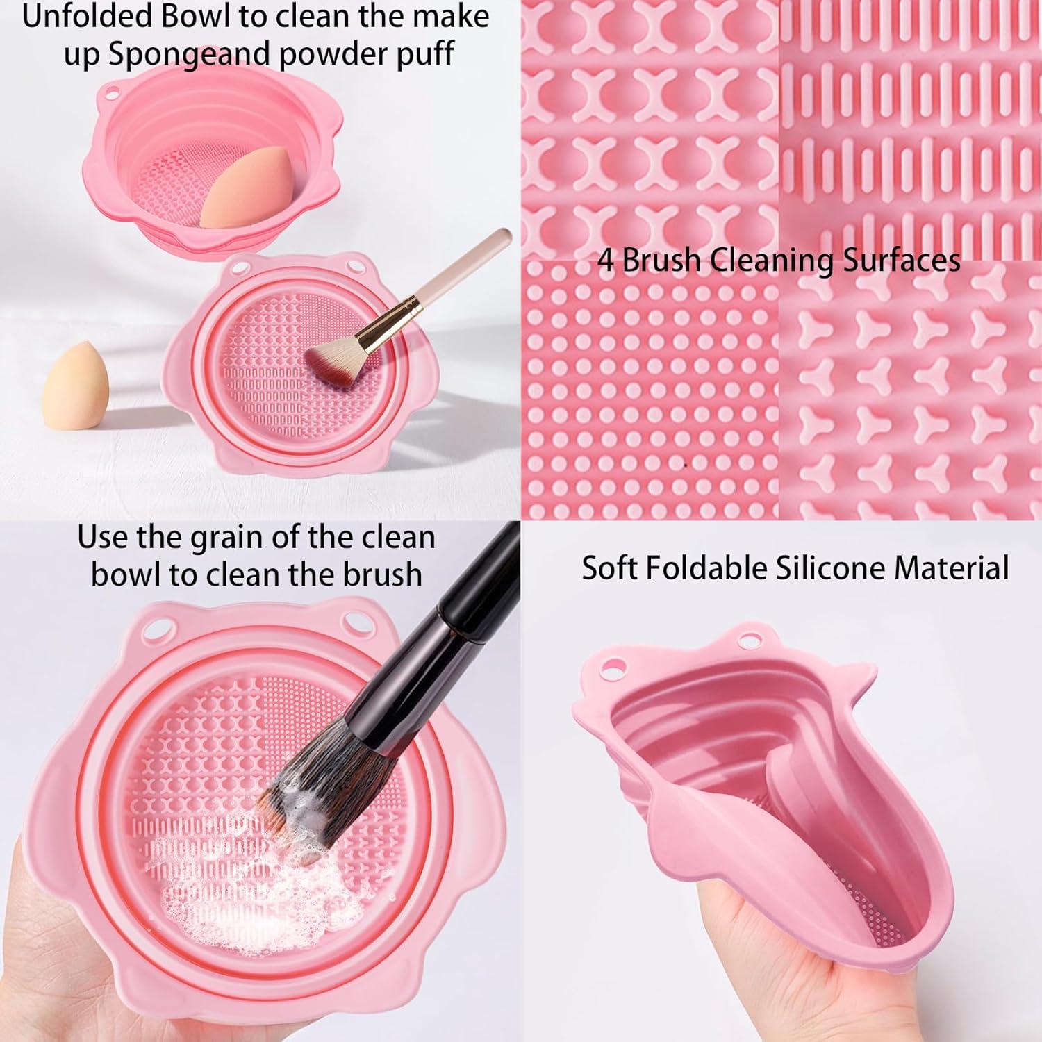 Alfombrilla Limpiadora de Pinceles QidaiaLuck Plegable Rosa