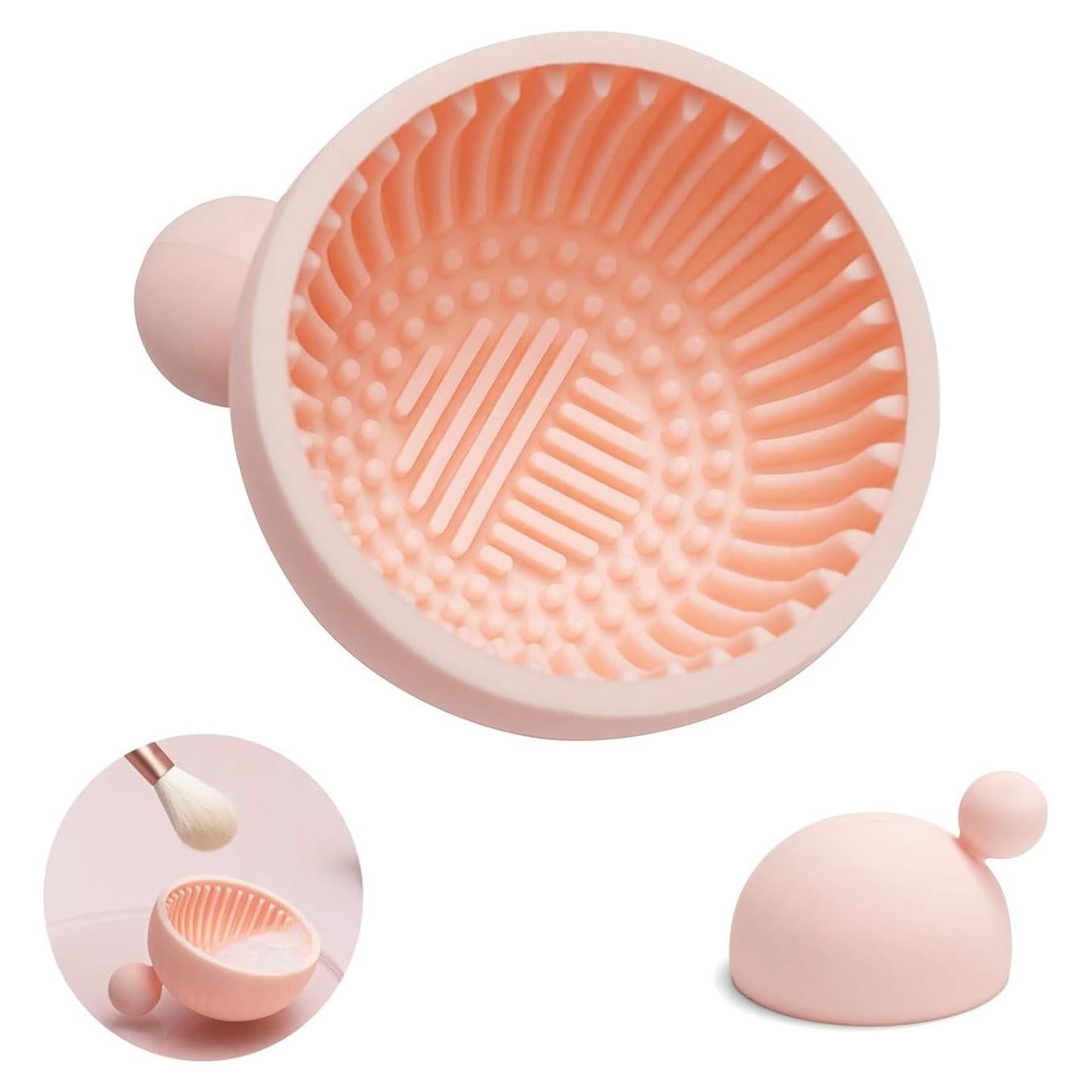Tazón de Limpieza de Brochas de Maquillaje Plegable Rosa
