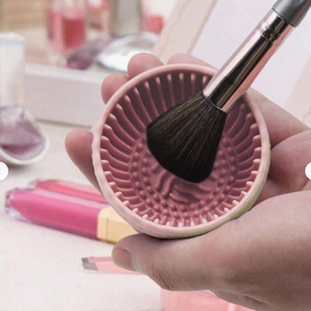 Tazón de Limpieza de Brochas de Maquillaje Plegable Rosa