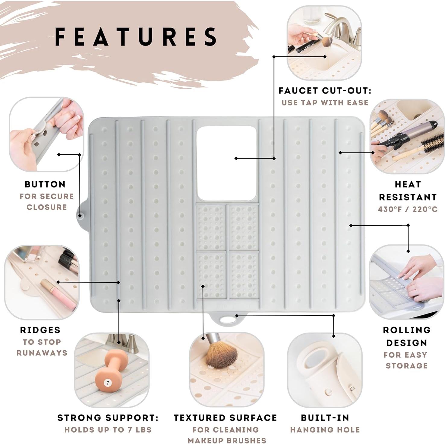 Alfombrilla de Fregadero Plegable Landora & Leaf Gris 44cm