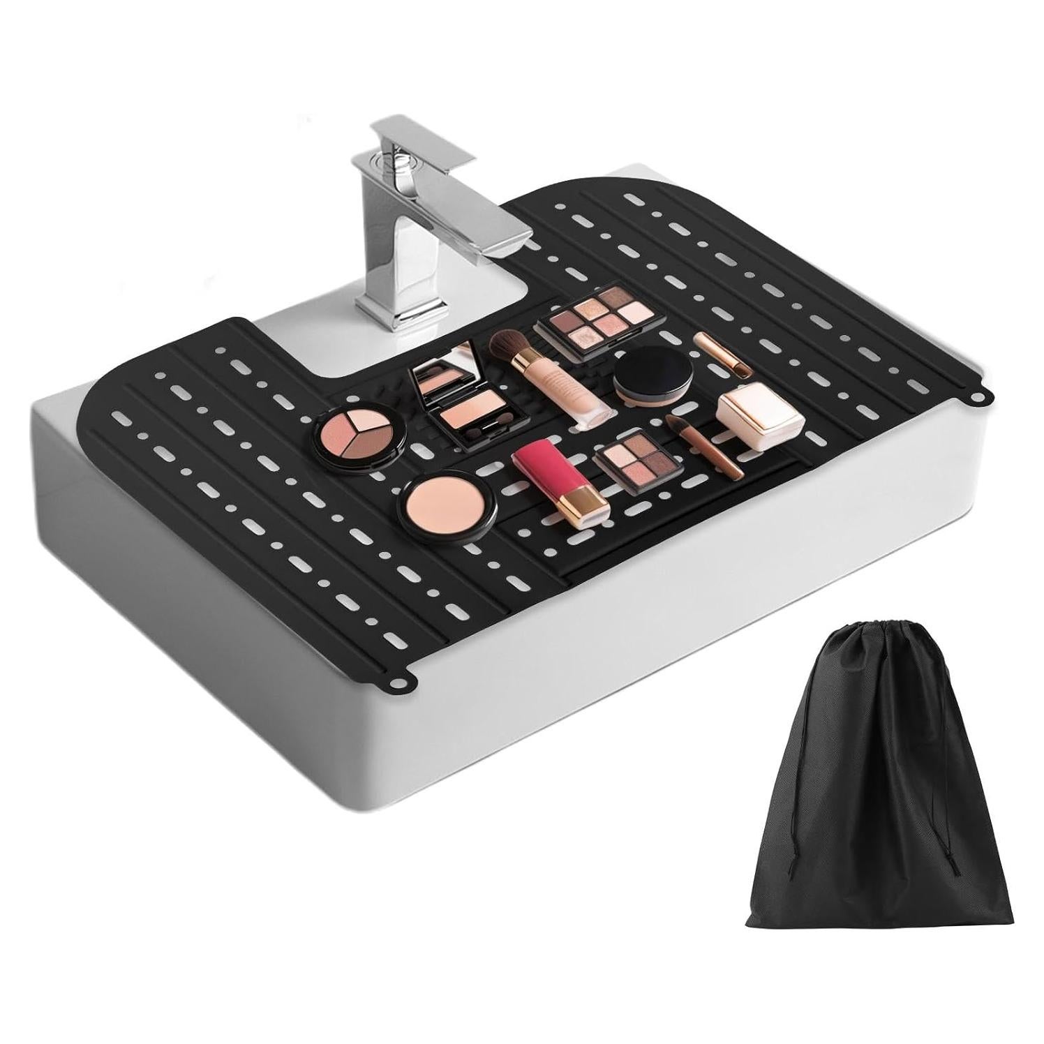 Cubierta de lavabo de silicona Kryslanix 55.88x43.18cm negra