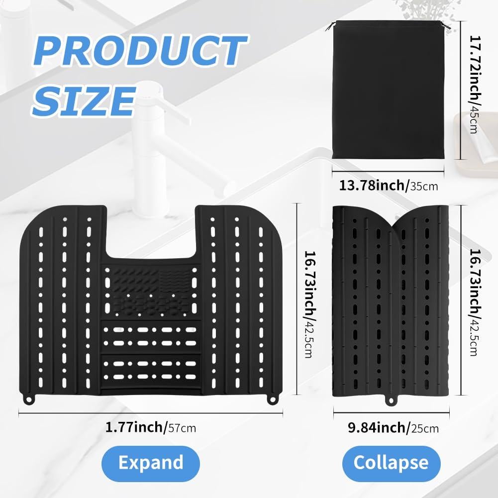 Cubierta de lavabo de silicona Kryslanix 55.88x43.18cm negra
