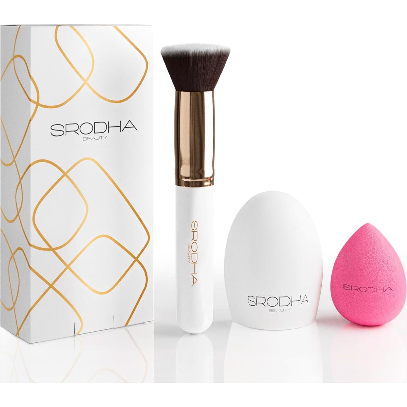 Juego de Brochas de Maquillaje Srodha - 3 Piezas Blanco