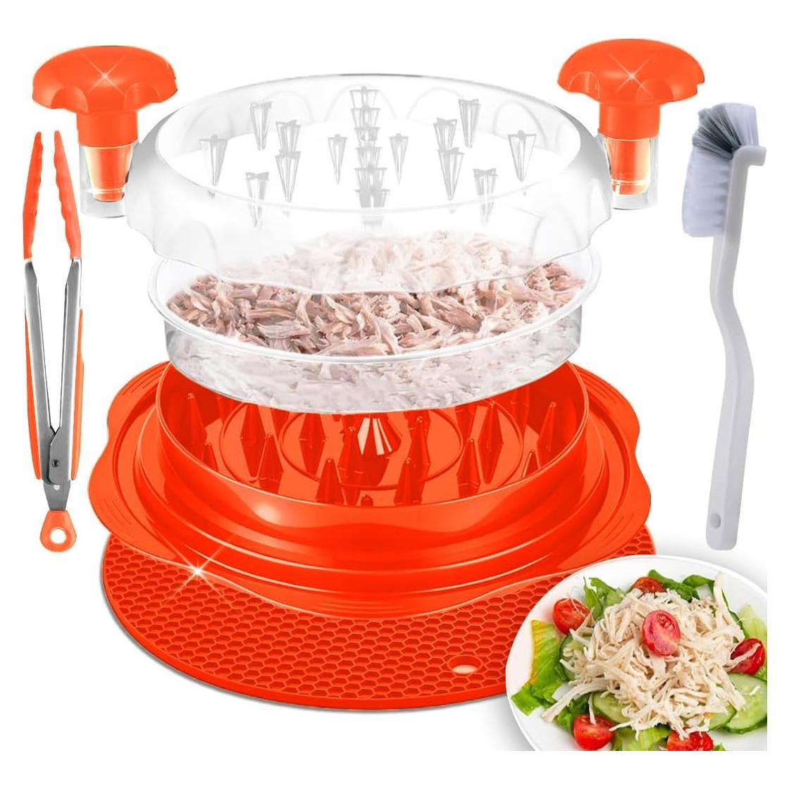 Herramienta Desmenuzadora de Pollo AIZAHCHI Naranja con Alfombrilla