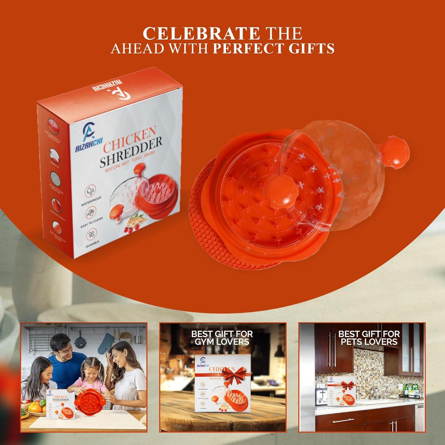 Herramienta Desmenuzadora de Pollo AIZAHCHI Naranja con Alfombrilla