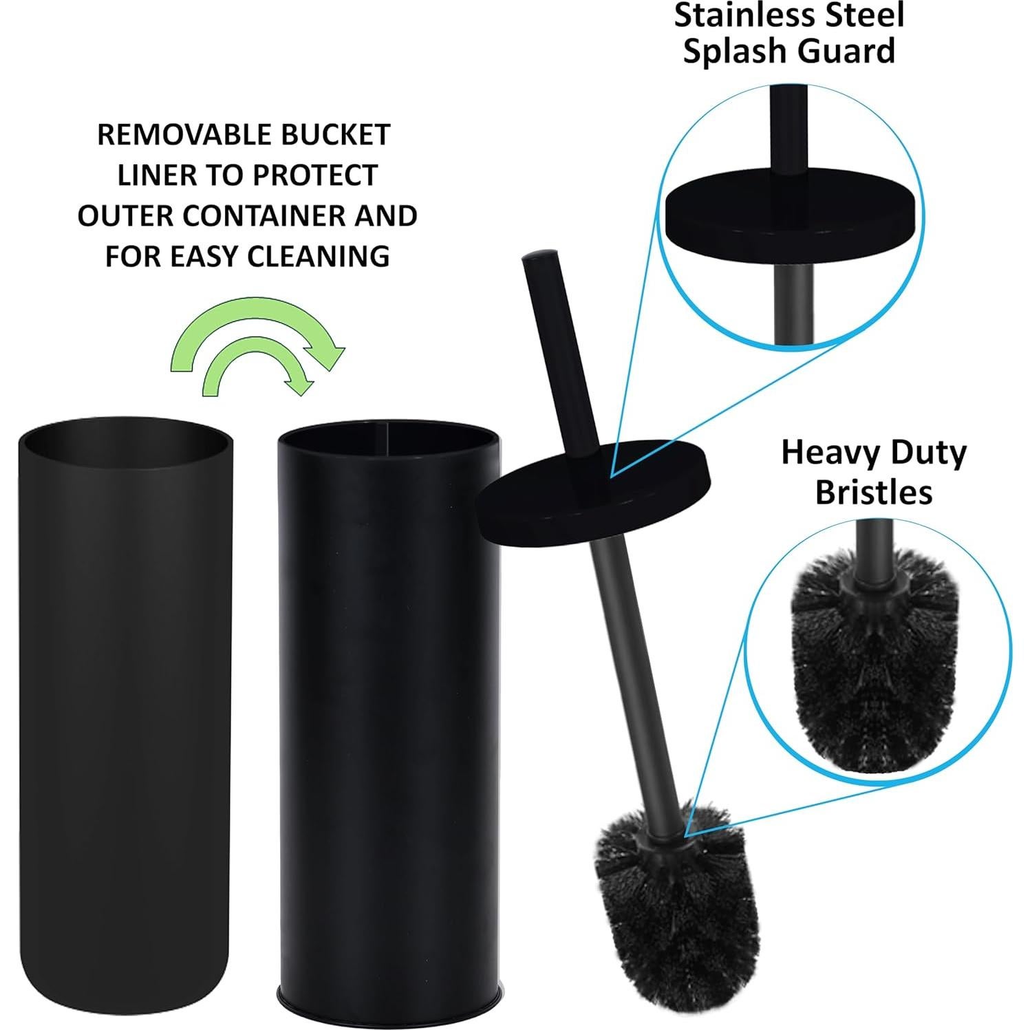 Cepillo de inodoro Zahari Home con soporte - Negro mate