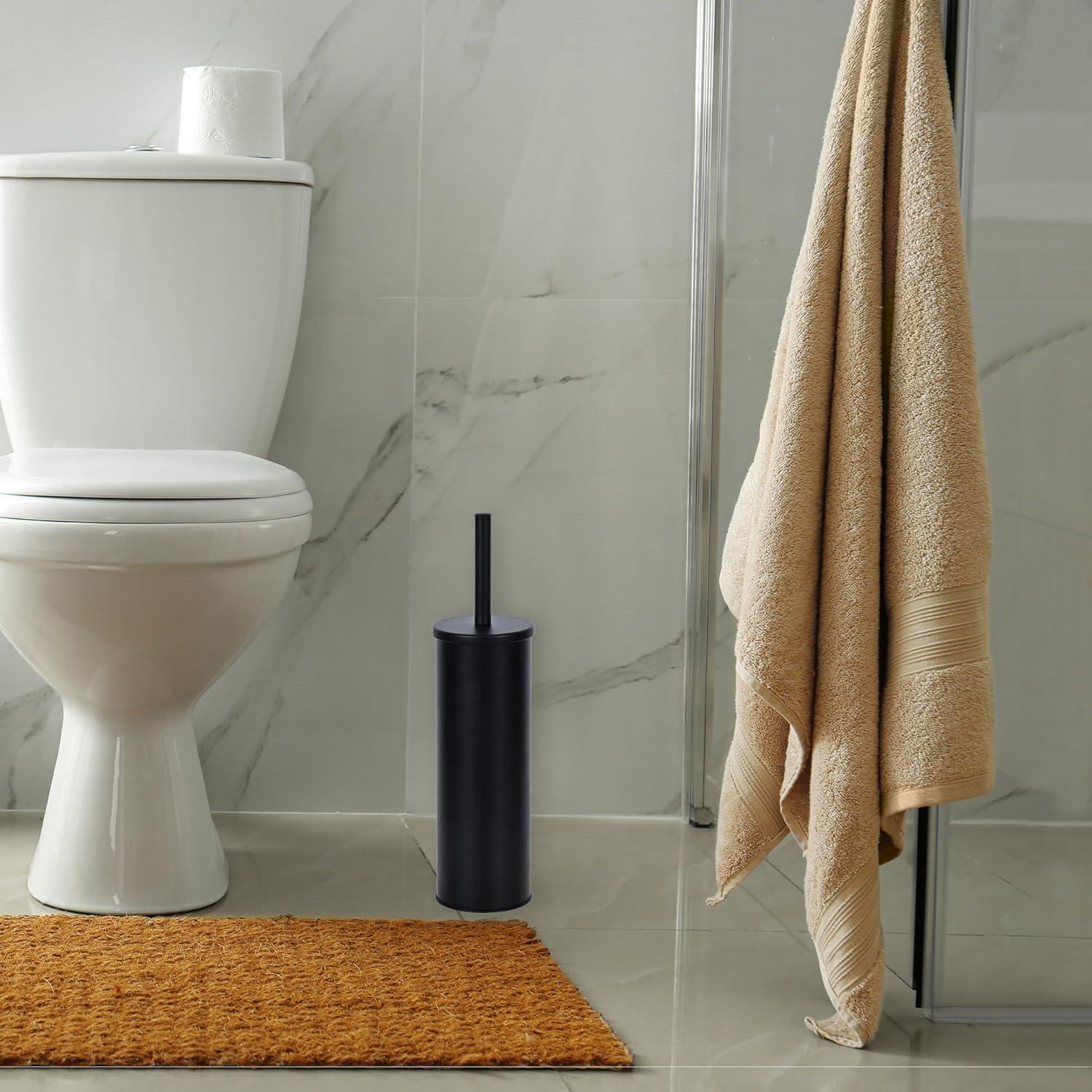 Cepillo de inodoro Zahari Home con soporte - Negro mate