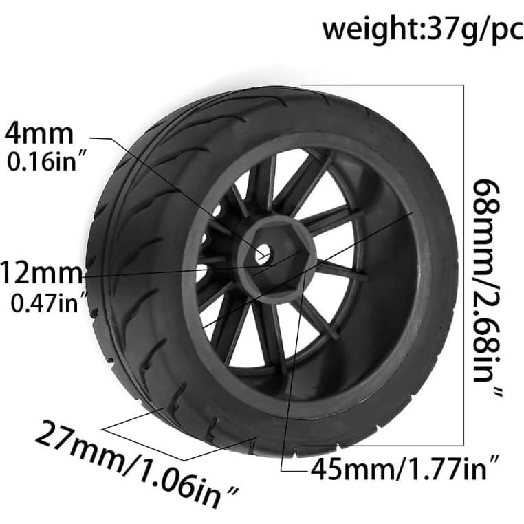 Neumáticos RC Drift 1/10 JIHAIYEMENGZHEN 68mm 4PCS Negro