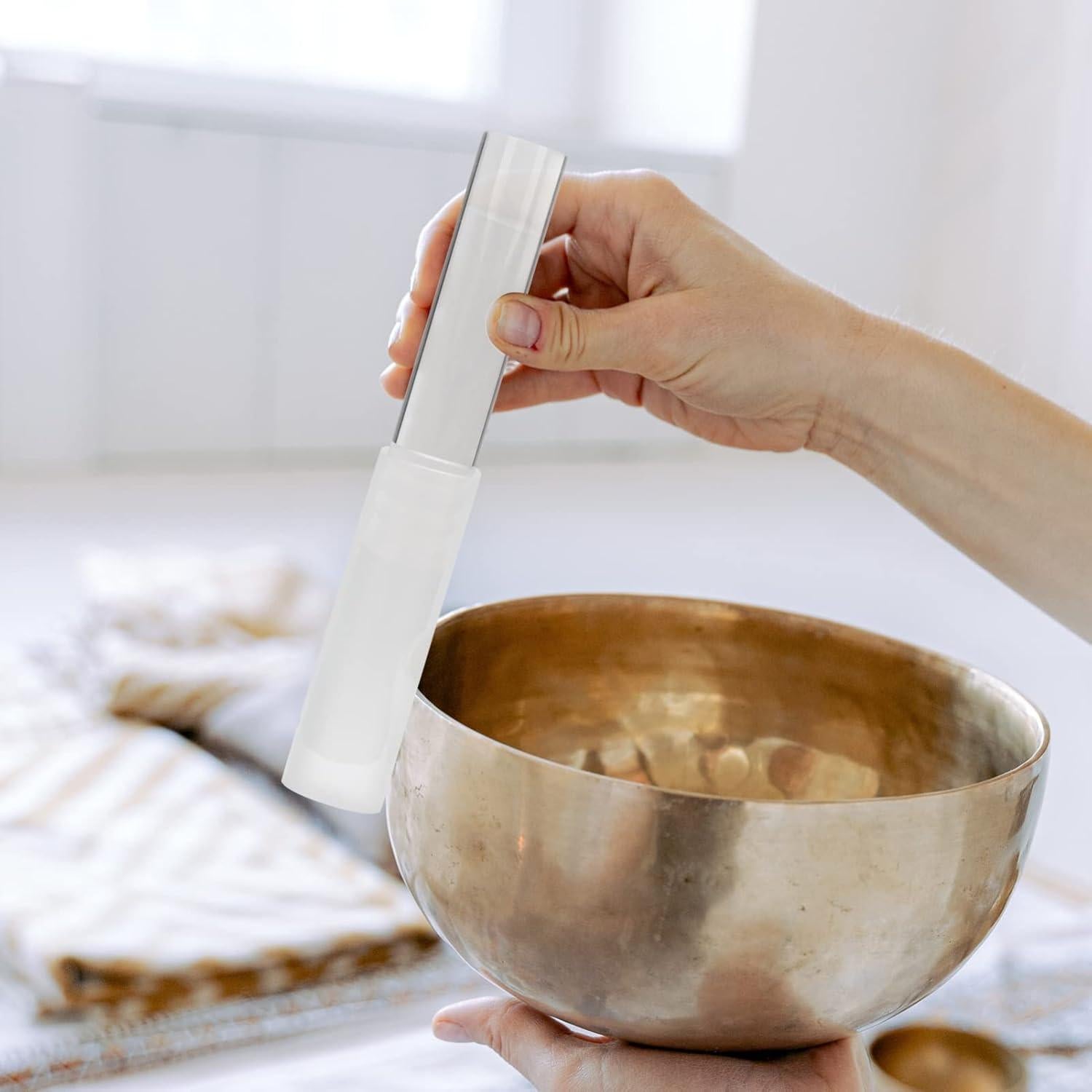 Mazo de Tazón Cantante Acrílico SUPVOX 19.5x2.5 cm Blanco