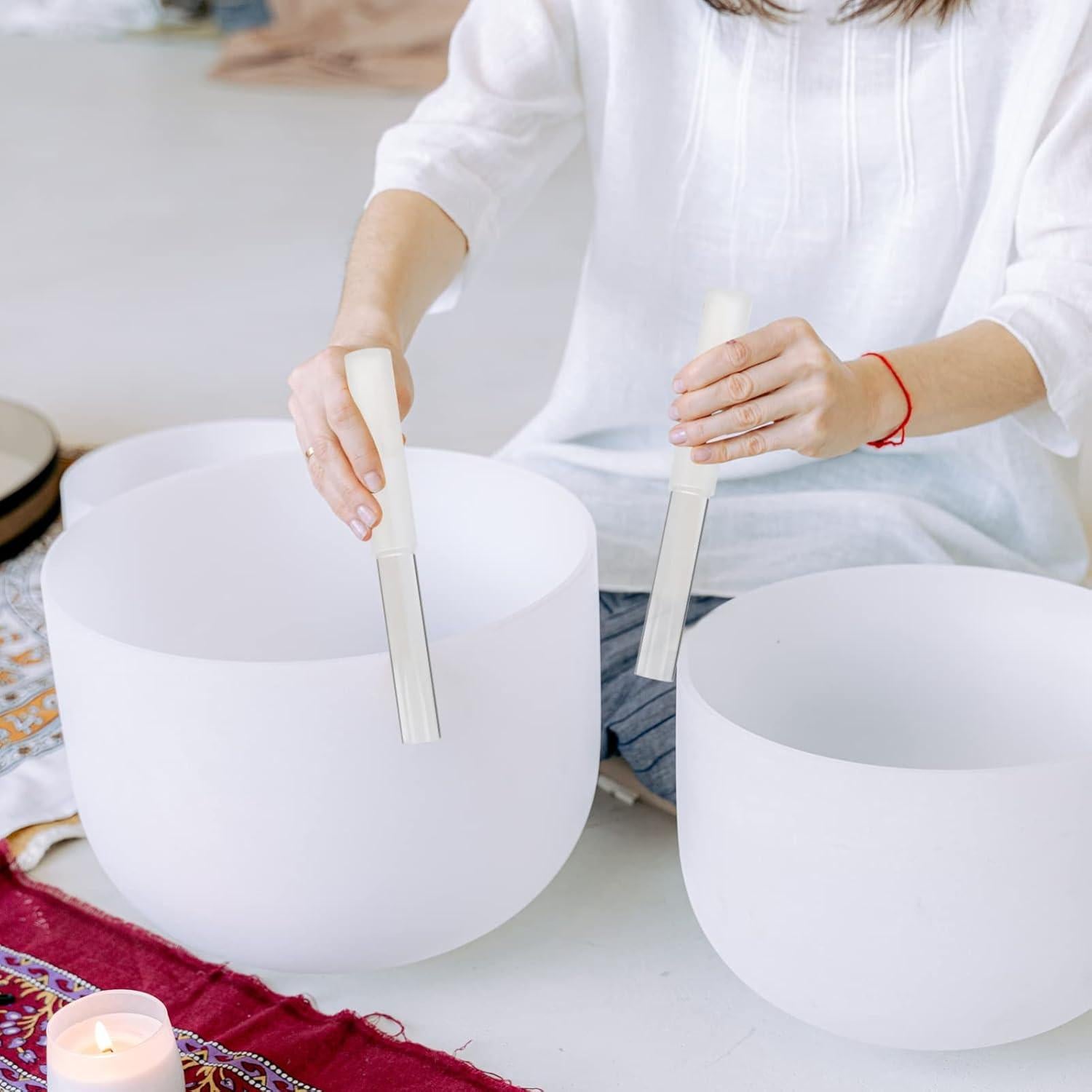 Mazo de Tazón Cantante Acrílico SUPVOX 19.5x2.5 cm Blanco