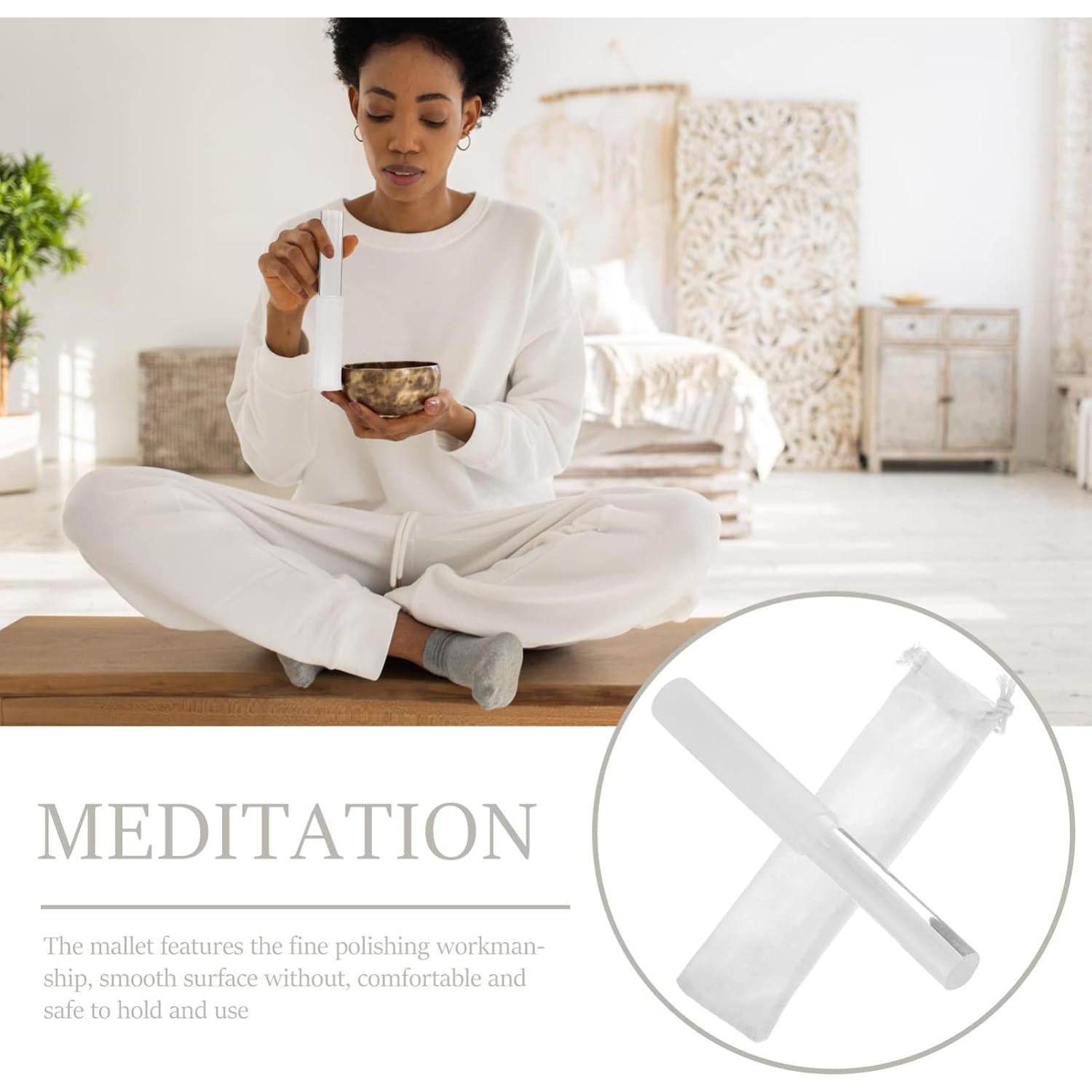 Mazo de Tazón Cantante Acrílico SUPVOX 19.5x2.5 cm Blanco