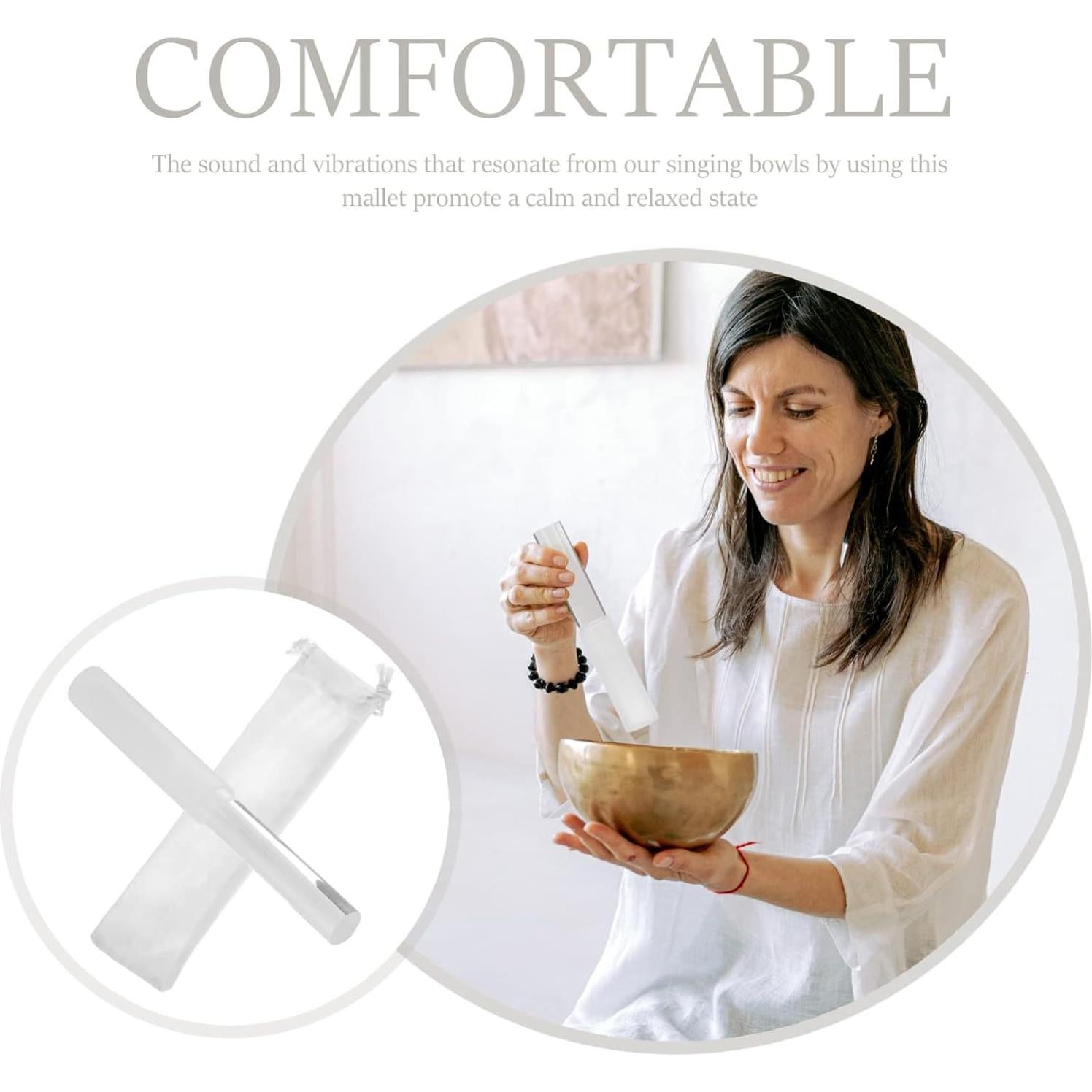 Mazo de Tazón Cantante Acrílico SUPVOX 19.5x2.5 cm Blanco